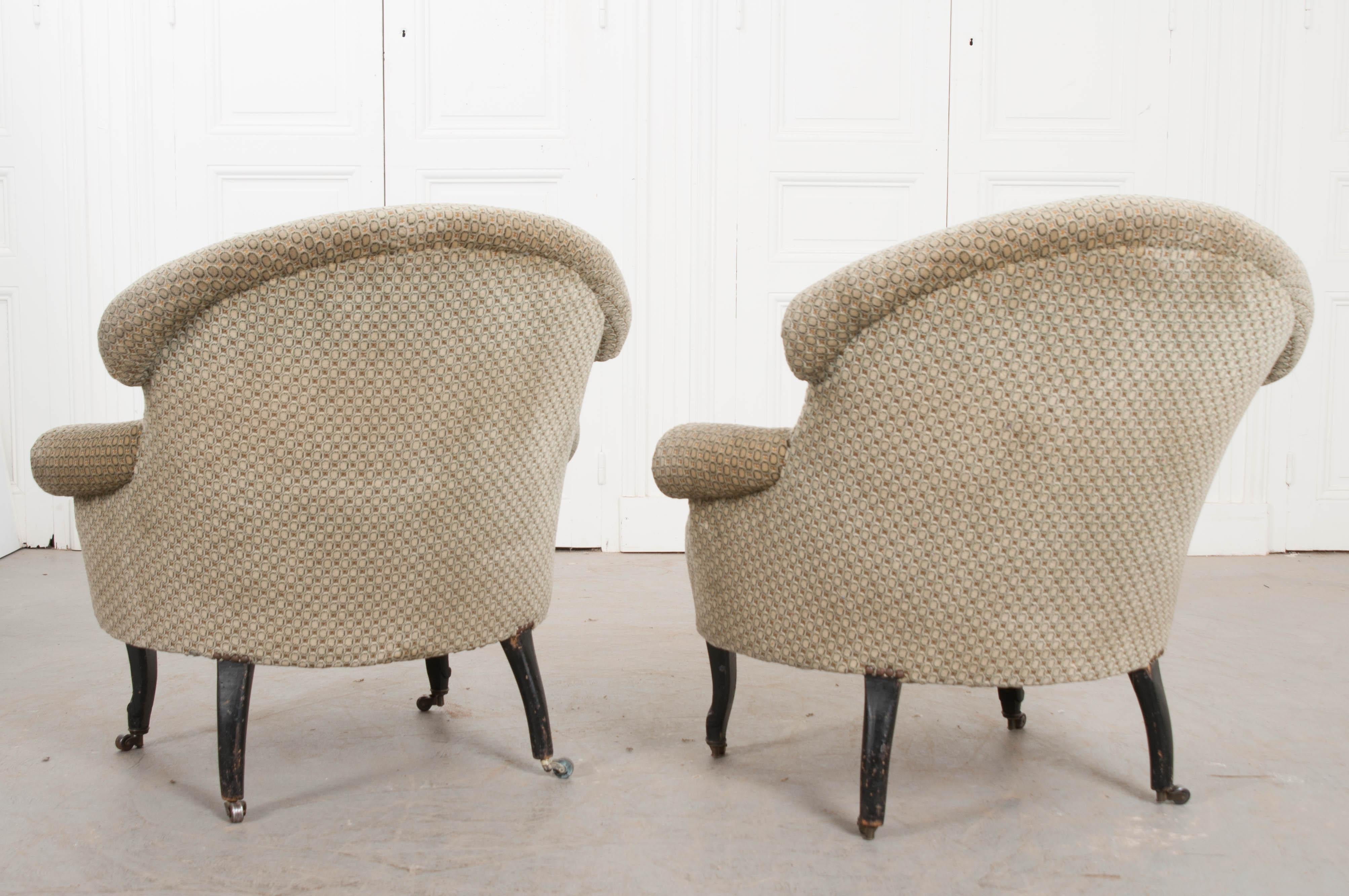 Pair of 19th Century English Upholstered Tub Chairs 12