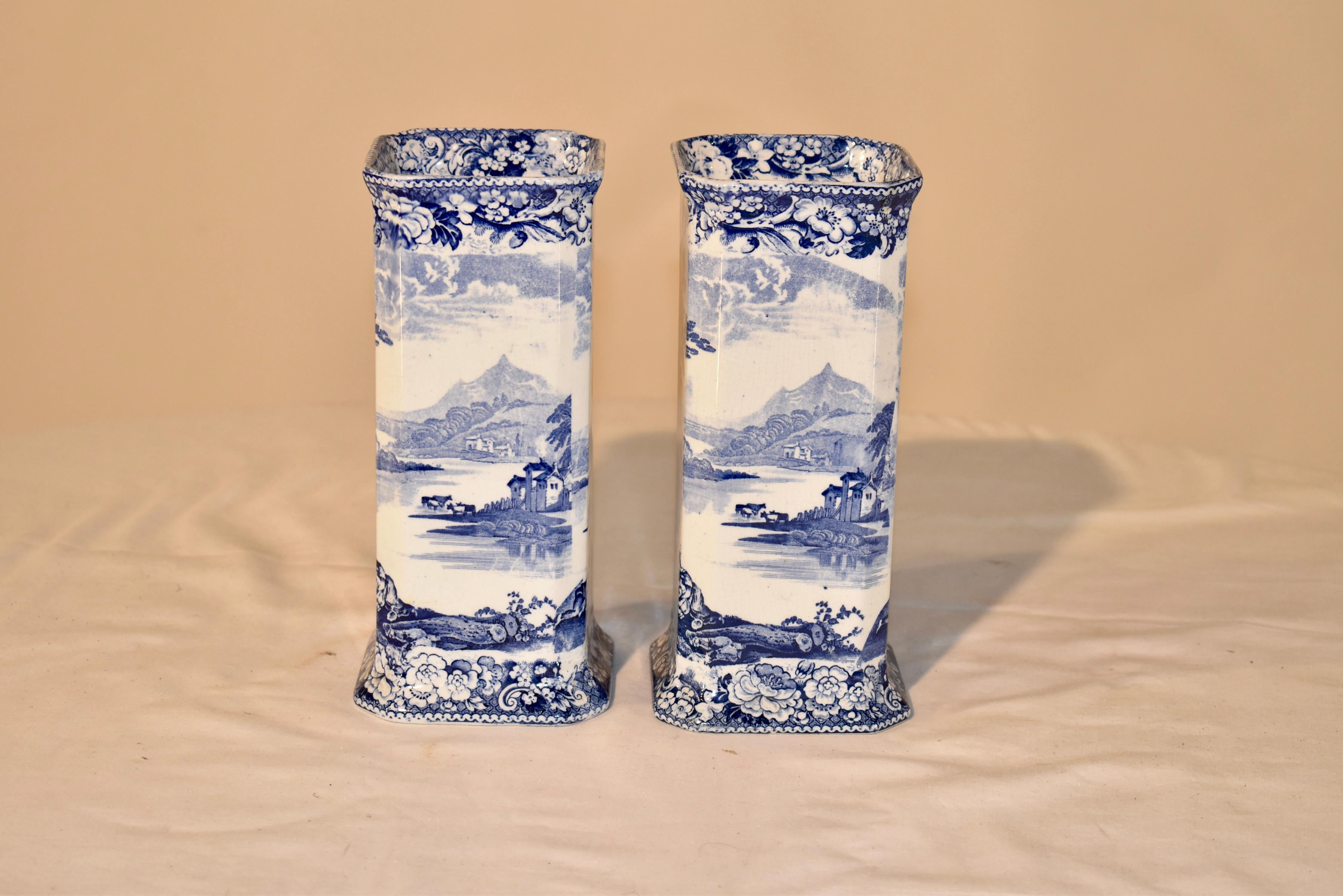 Glazed Pair of 19th Century English Vases For Sale