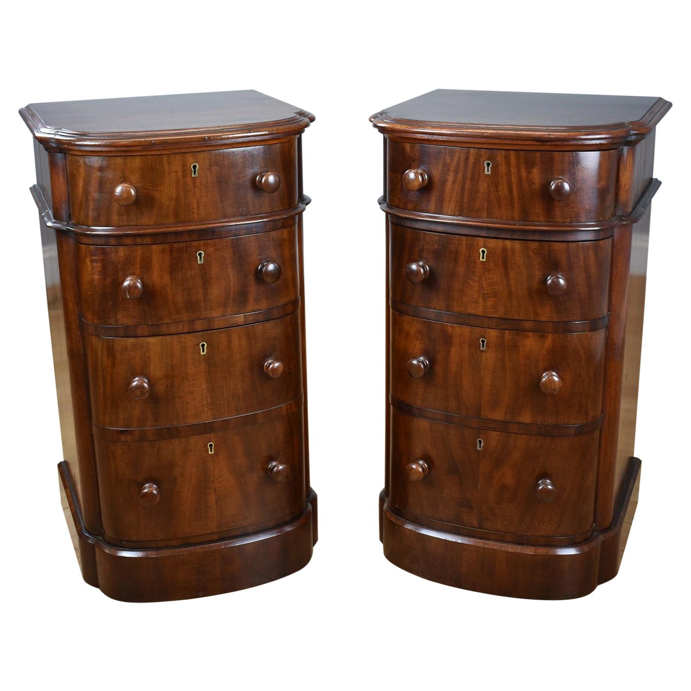 Pair of 19th Century English Victorian Mahogany Bow Front Chests