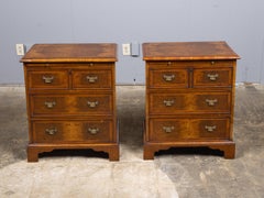 Pair of 19th Century English Walnut Veneered Chests with Brushing Slides