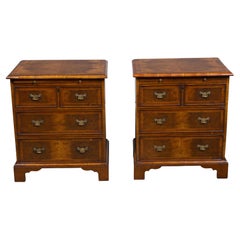Pair of 19th Century English Walnut Veneered Chests with Brushing Slides