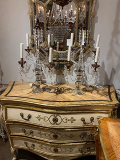 Pareja de girándolas inglesas de 4 luces de cristal de Waterford Crystal del siglo XIX