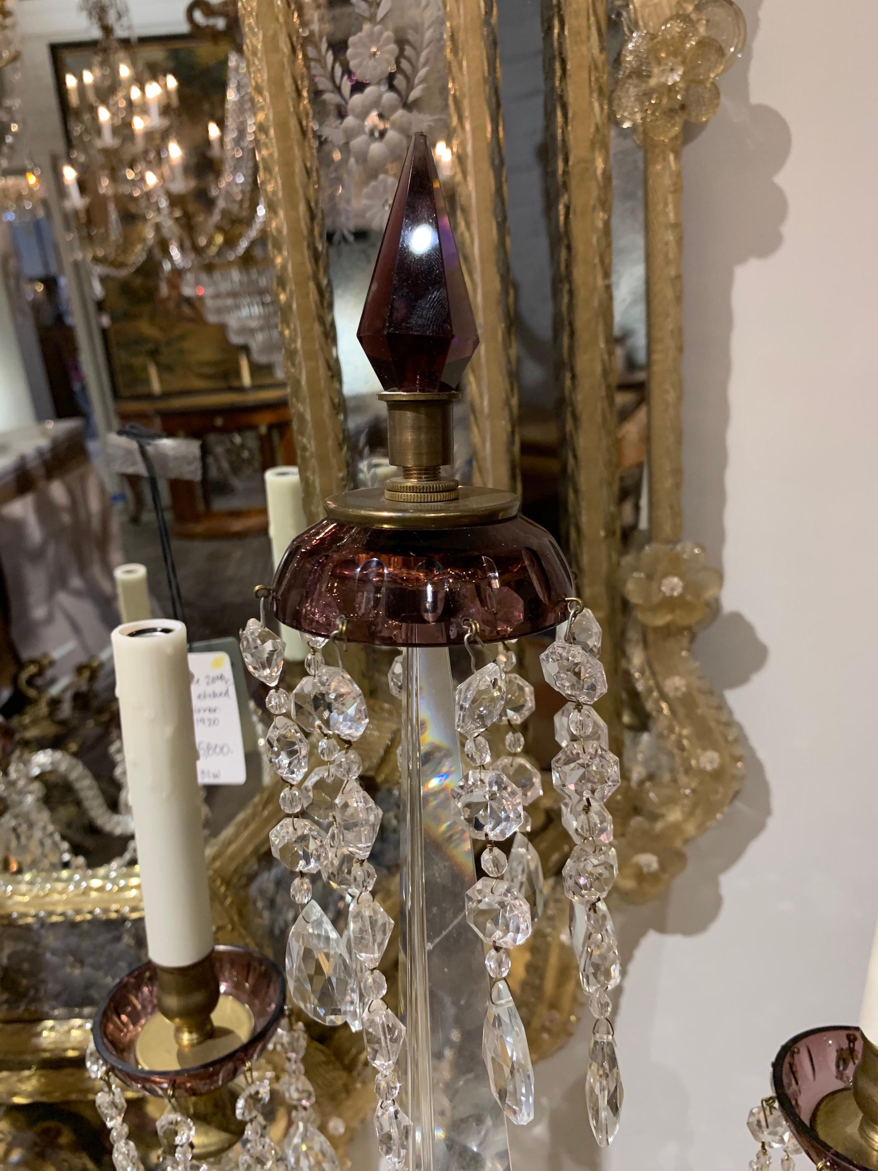 Paar englische 4-Licht-Girandolen aus Waterford-Kristall des 19. Jahrhunderts im Angebot 1