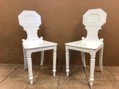 Pair of 19th Century English White Lacquered Hall Chairs