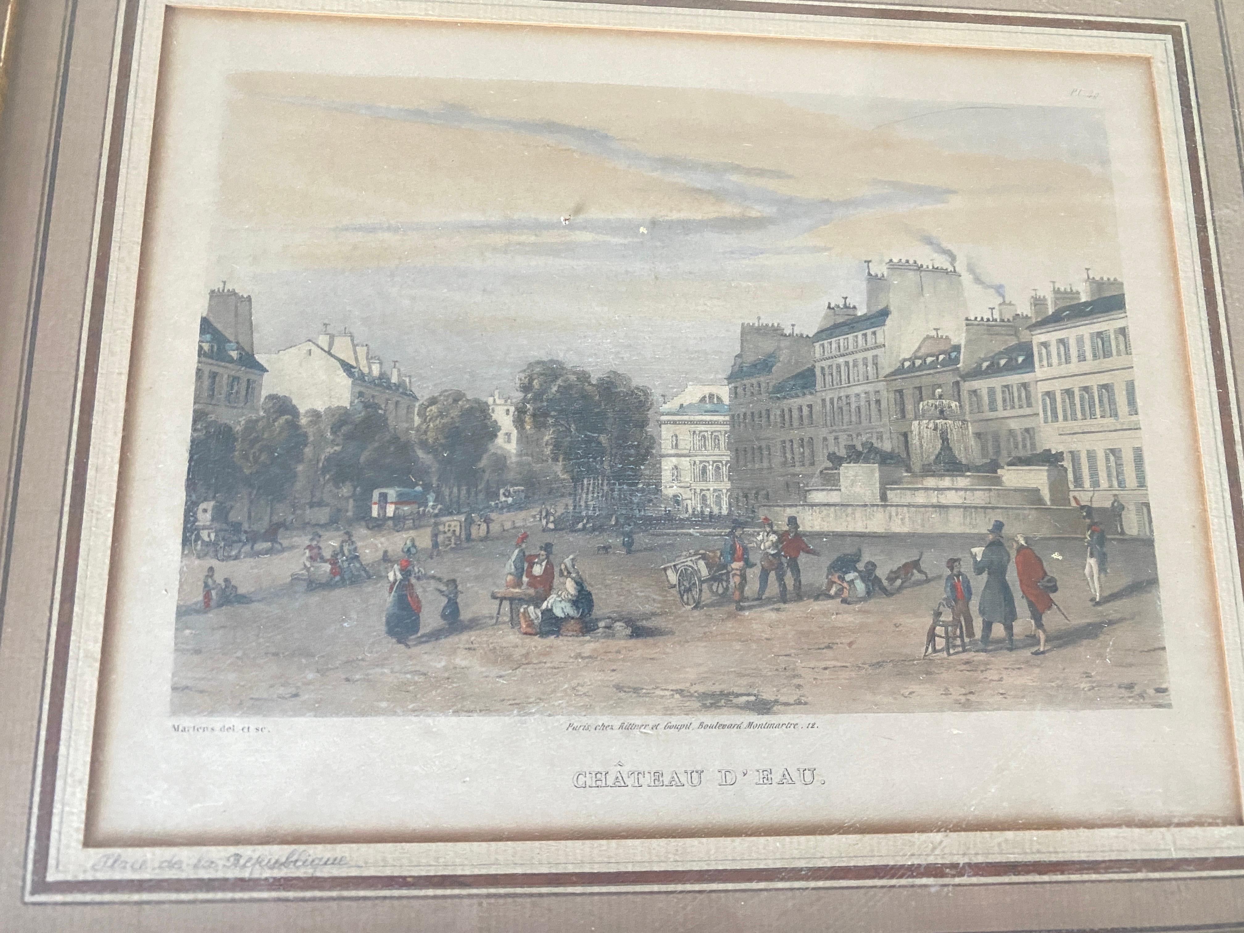 Pair of 19th Century Engraving, in Color, Representing Paris Monuments, France For Sale 5
