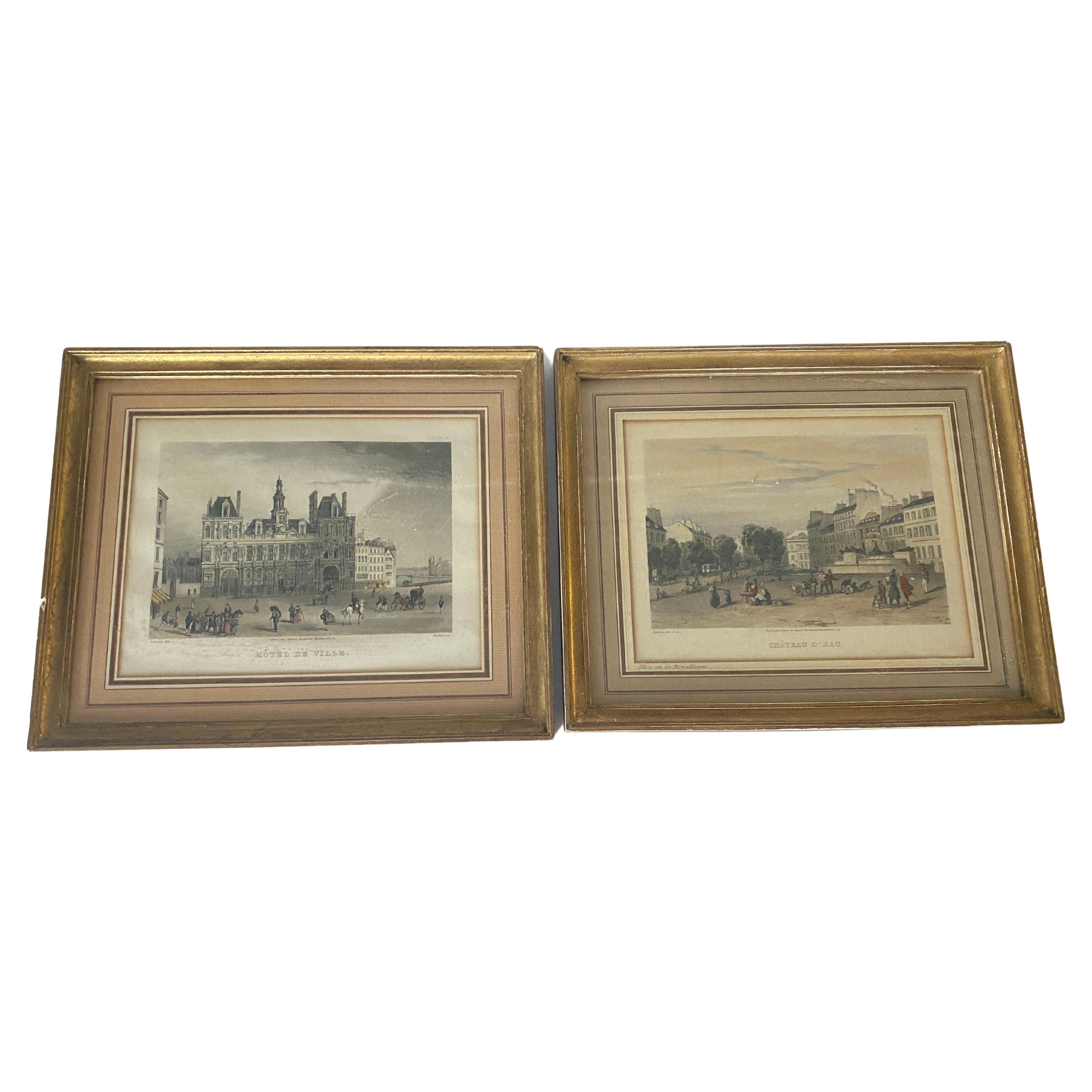 These are a pair of engraving, in color. They are representing, monuments of the city of Paris. They have been done durong the 19th century in France.