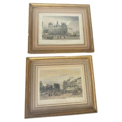Pair of 19th Century Engraving, in Color, Representing Paris Monuments, France