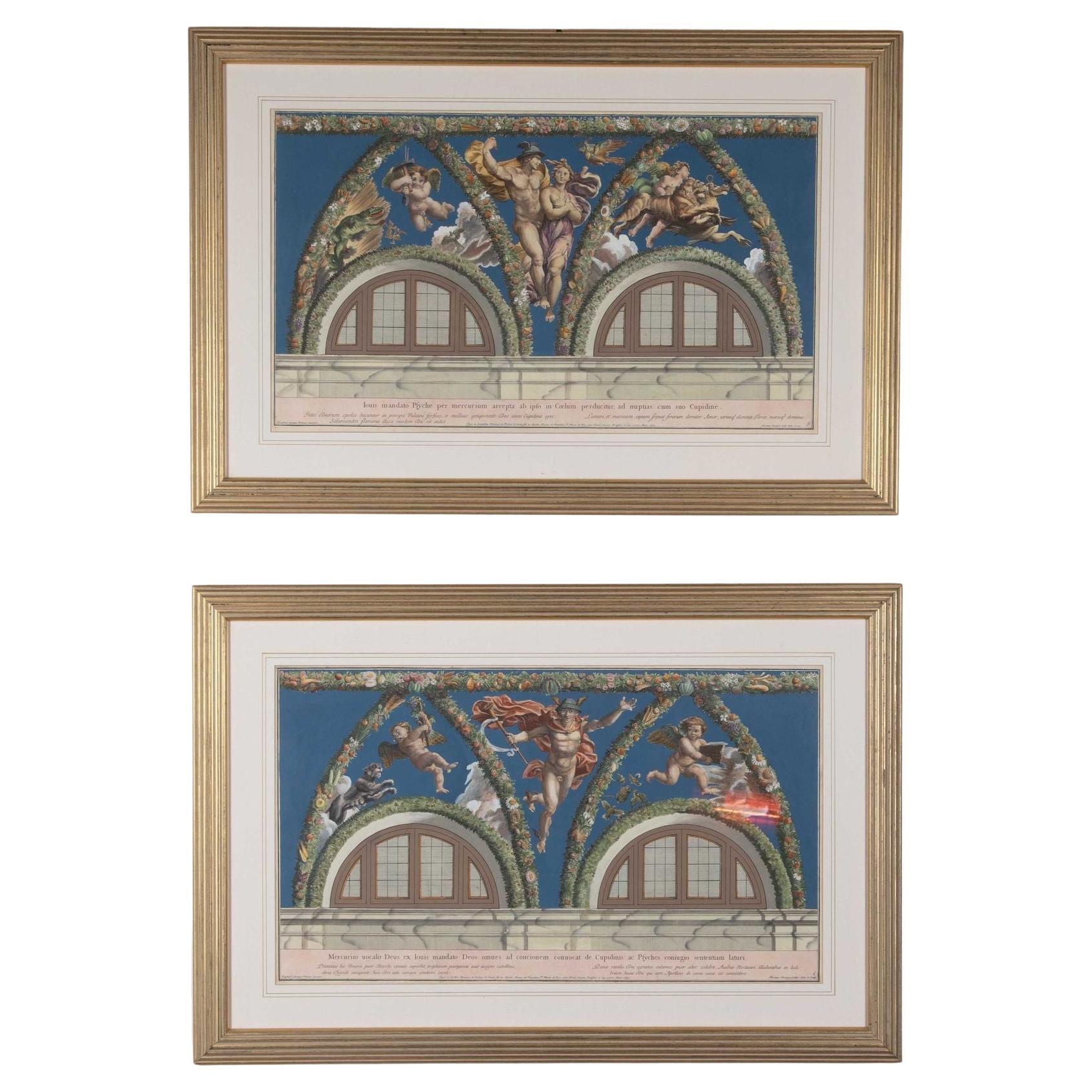 Pair of 19th Century Engravings after the Fresco by Raphael