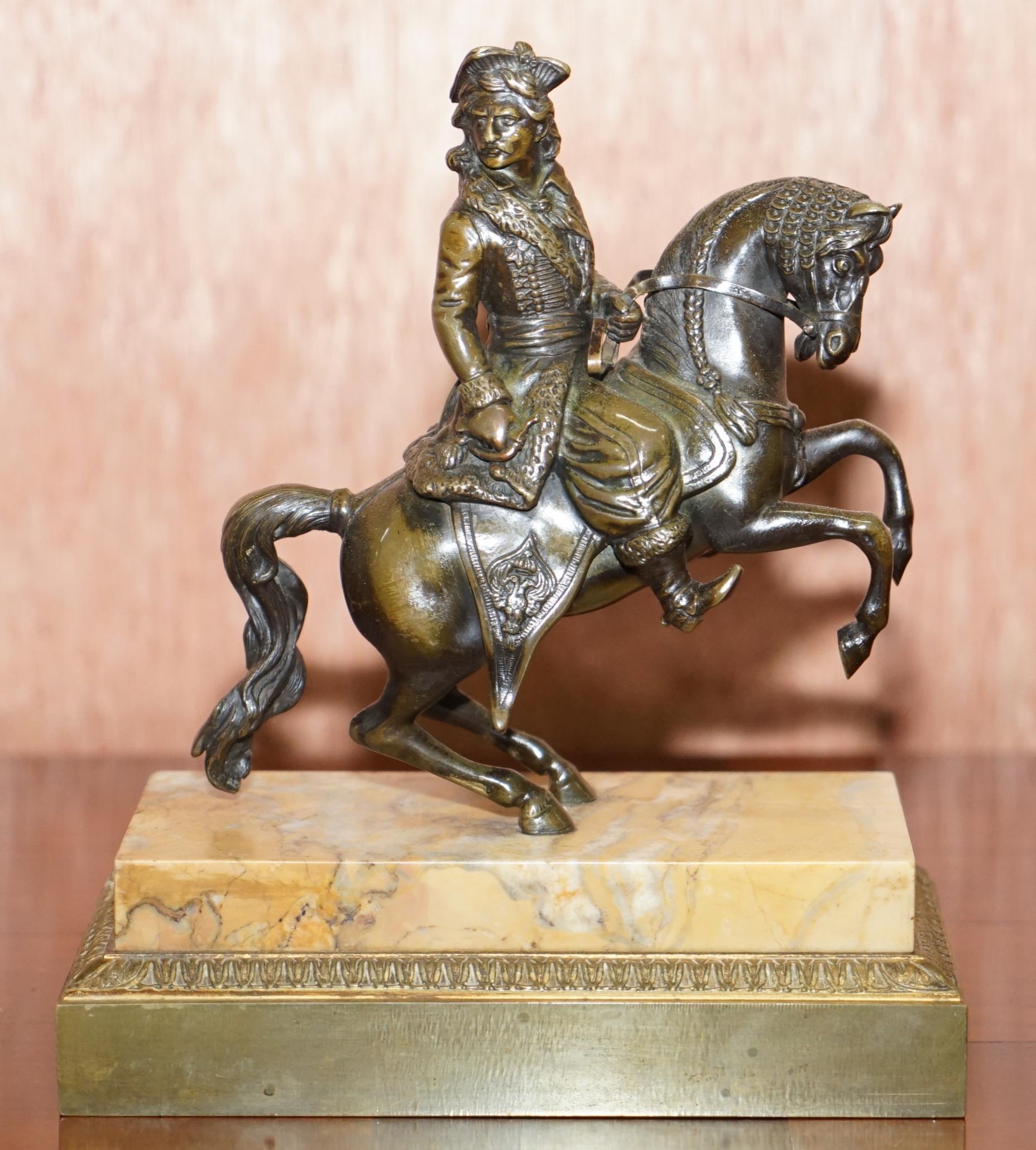 Pair of 19th Century Equestrian Bronzes Russian Cossack & Roman Solider Horses For Sale 3