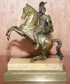 Pair of 19th Century Equestrian Bronzes Russian Cossack & Roman Solider Horses