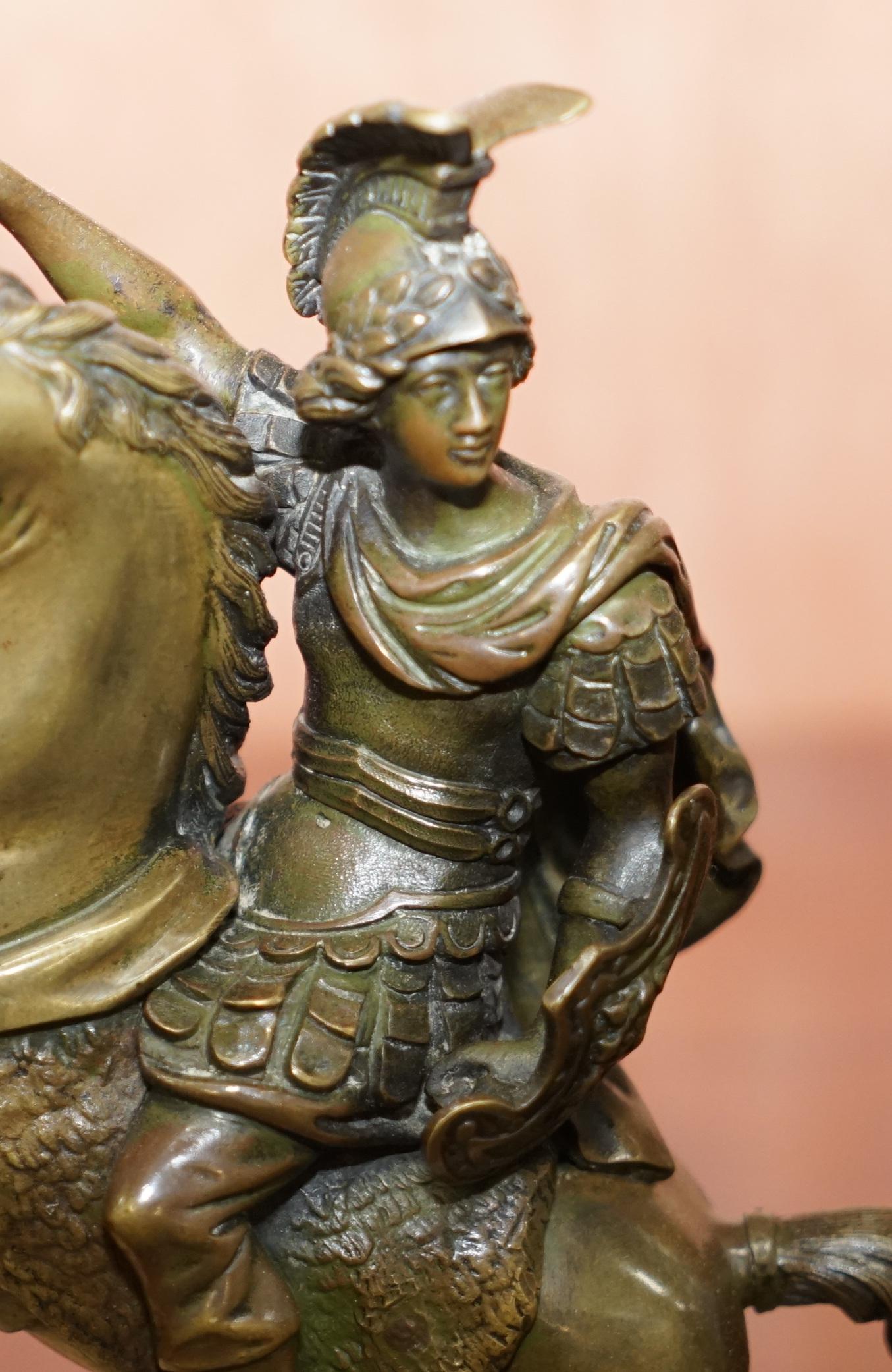 Anglais Paire de bronzes équestres du 19e siècle Chevaux cosaques russes et soldats romains en vente