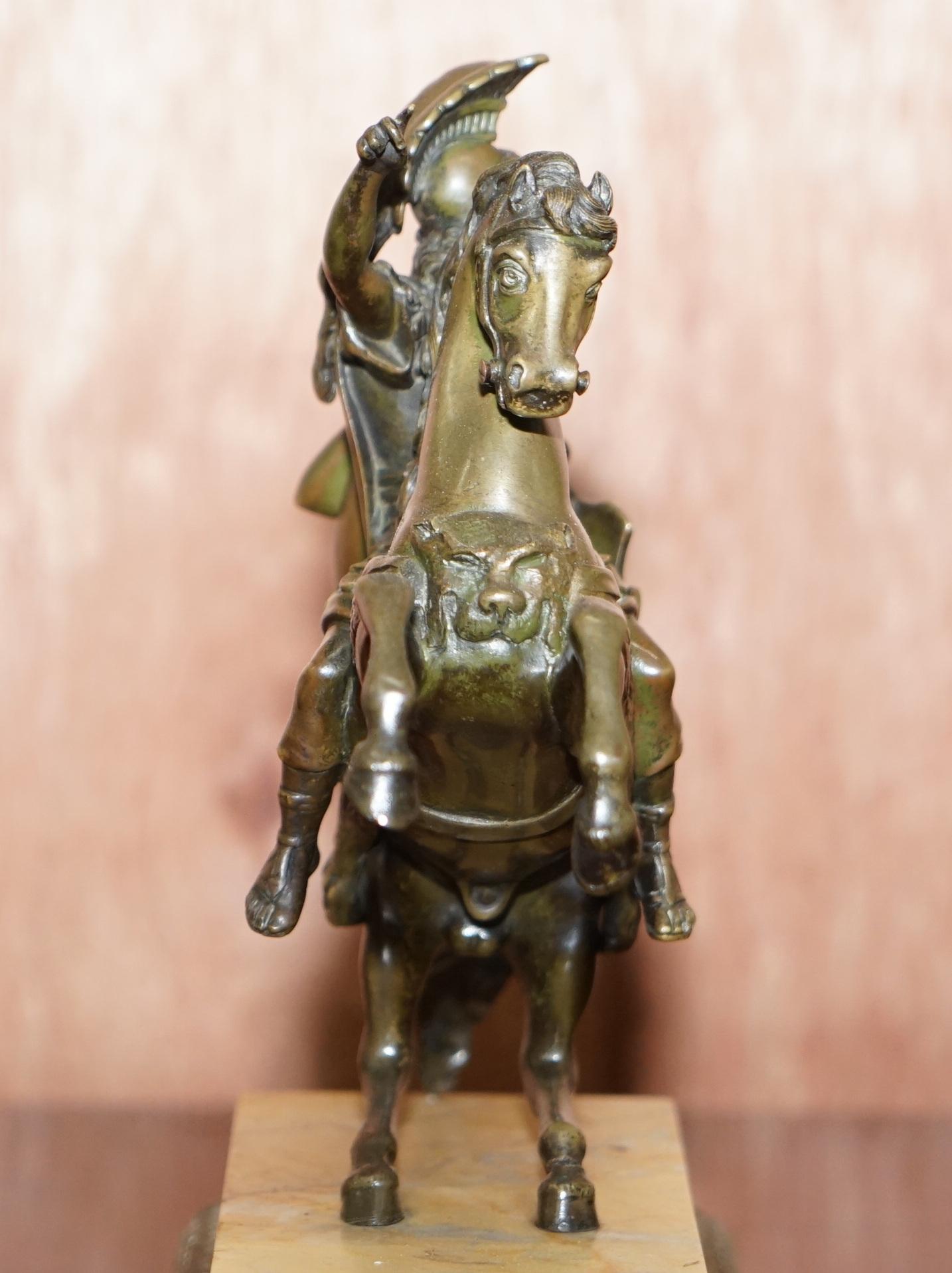 English Pair of 19th Century Equestrian Bronzes Russian Cossack & Roman Solider Horses For Sale