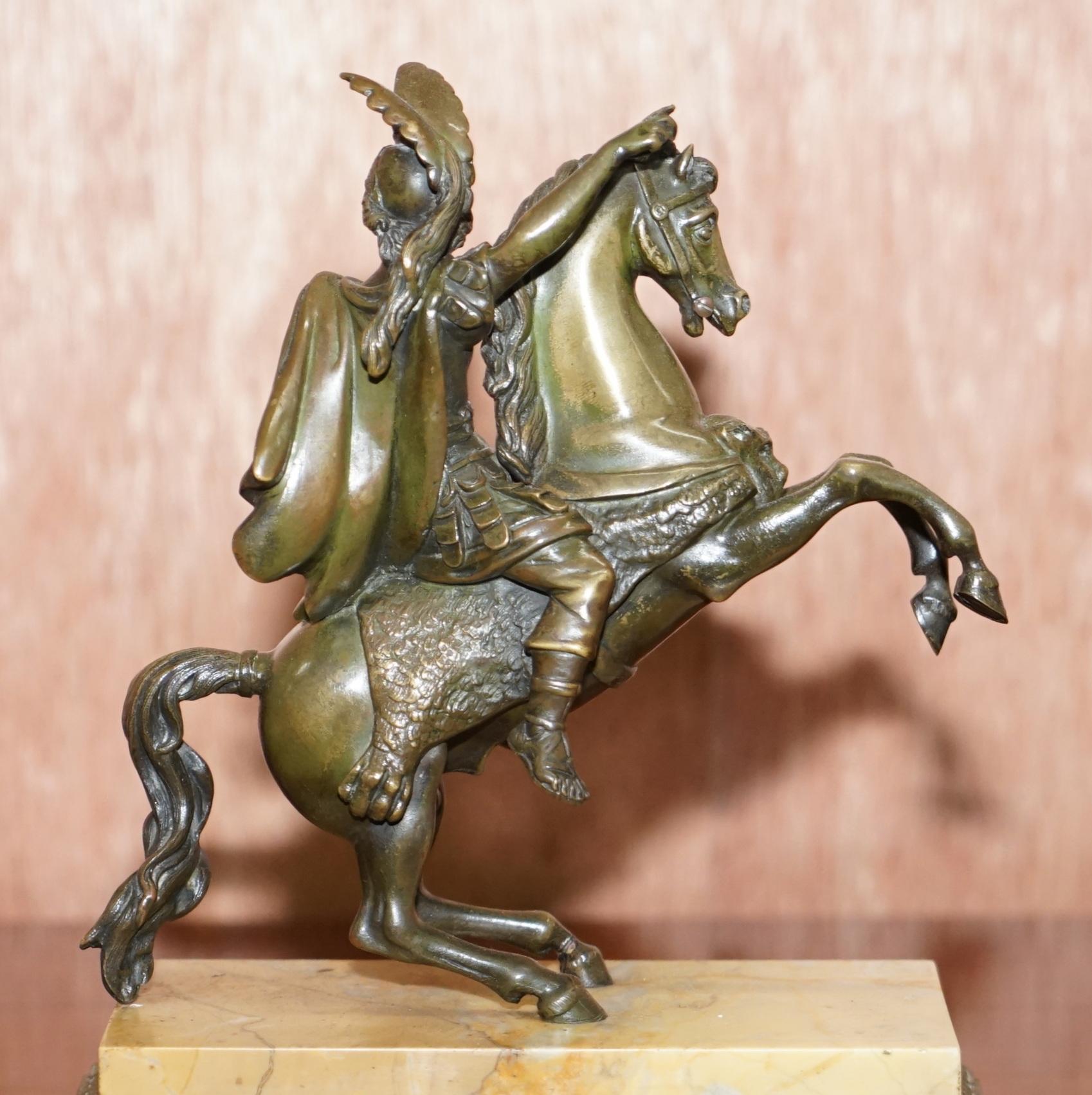 Pair of 19th Century Equestrian Bronzes Russian Cossack & Roman Solider Horses For Sale 1