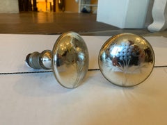 Pair of 19th Century Etched Mercury Glass Curtain Tiebacks, Grape Leaf Detail