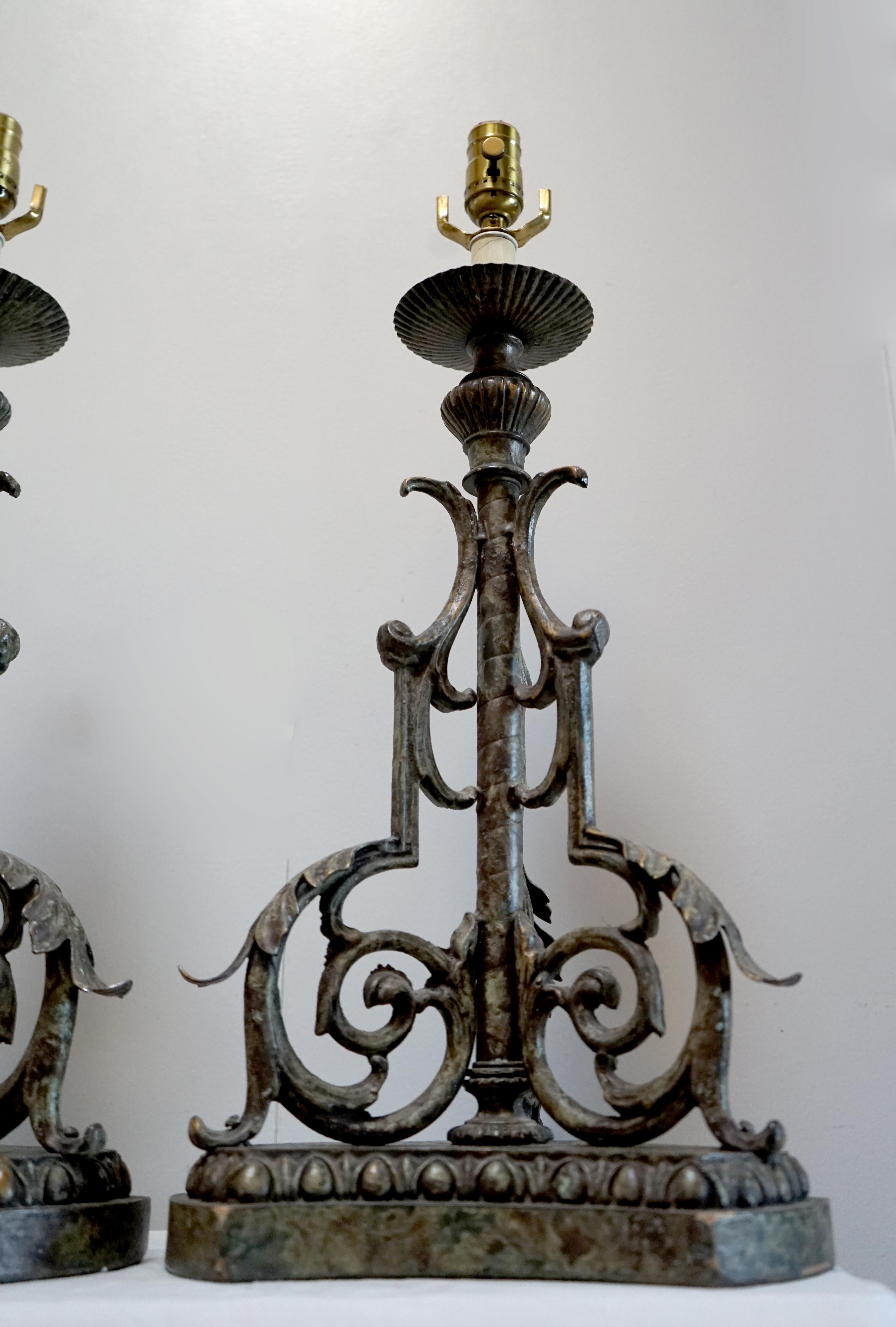 Pair of 19th Century European Pricket Conversion Gothic Table Lamps For Sale 7