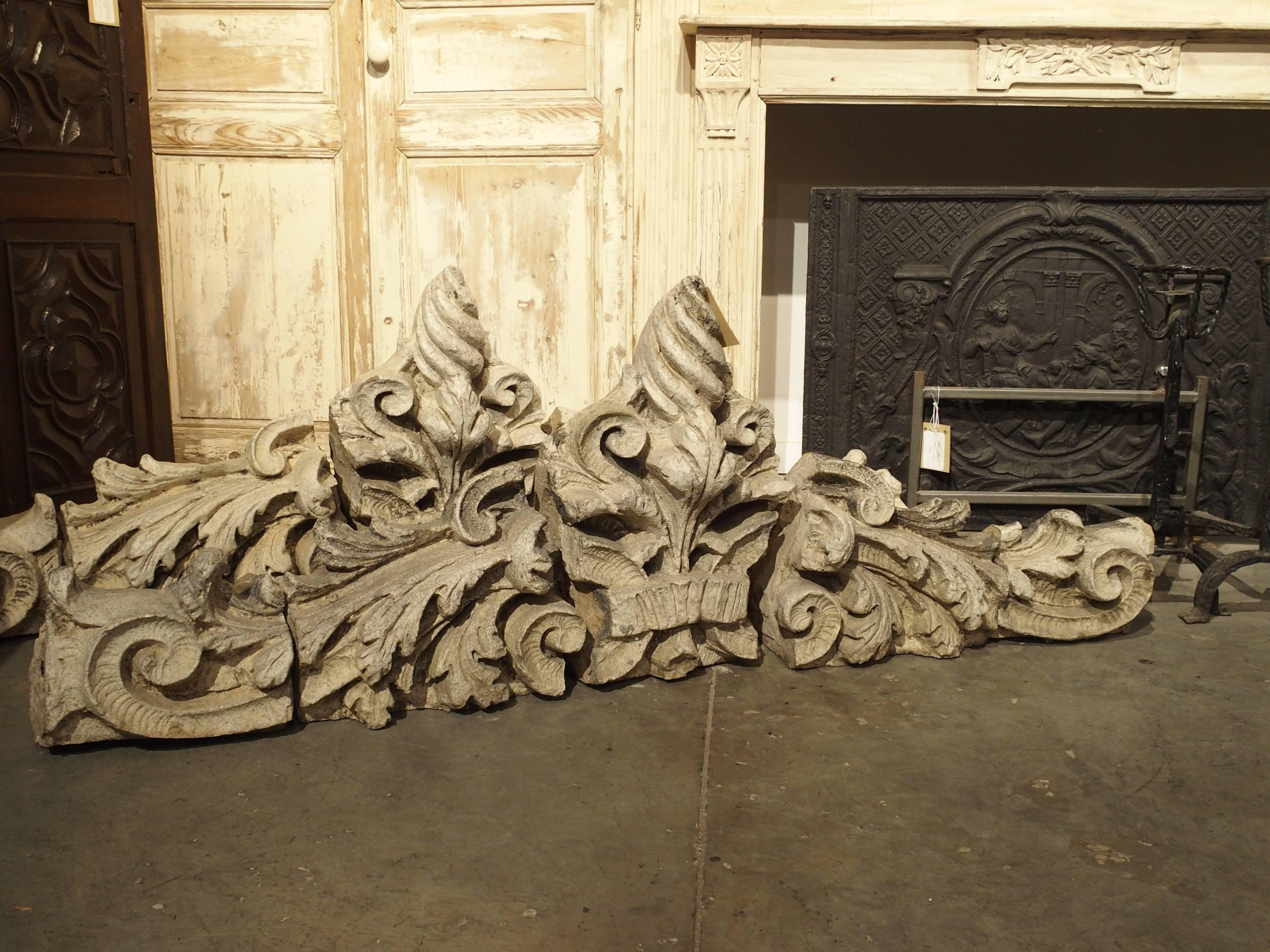 Pair of 19th Century European Stone and Terracotta Overdoors 10