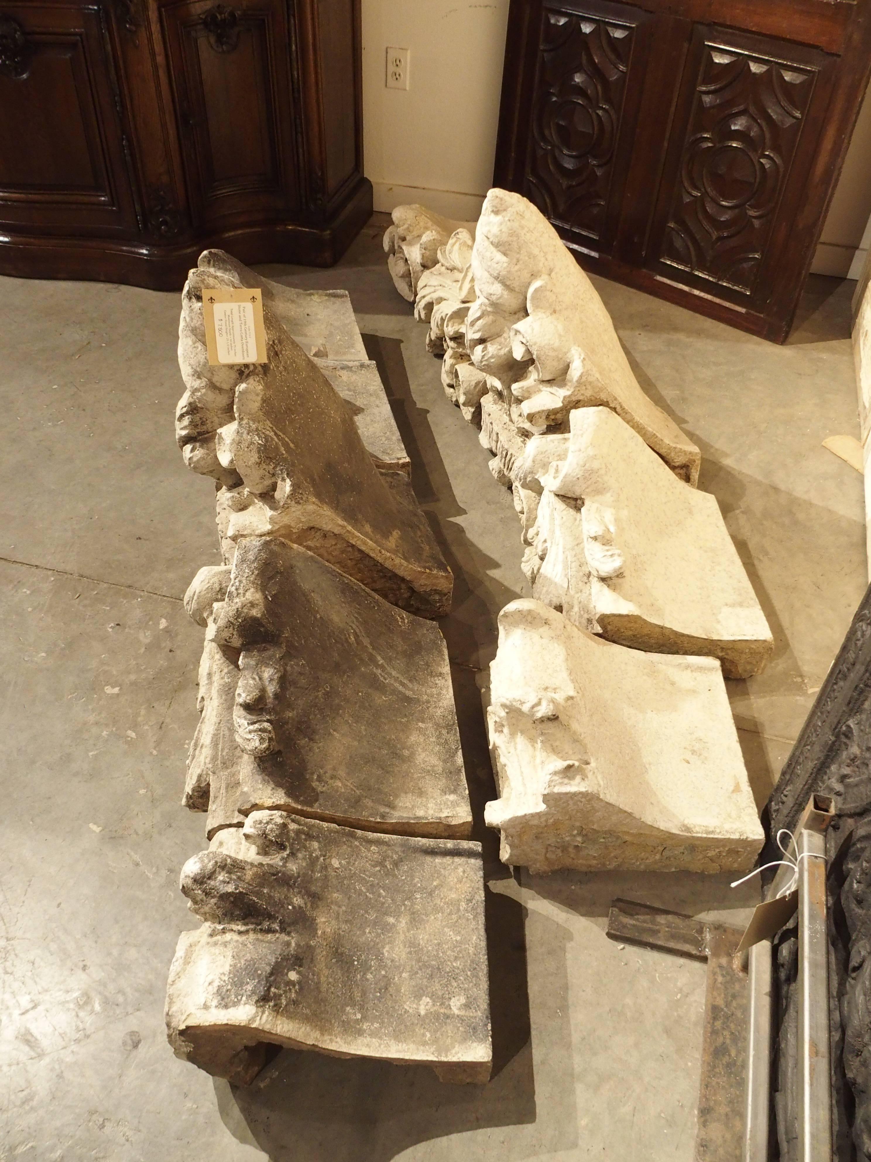 Pair of 19th Century European Stone and Terracotta Overdoors 14