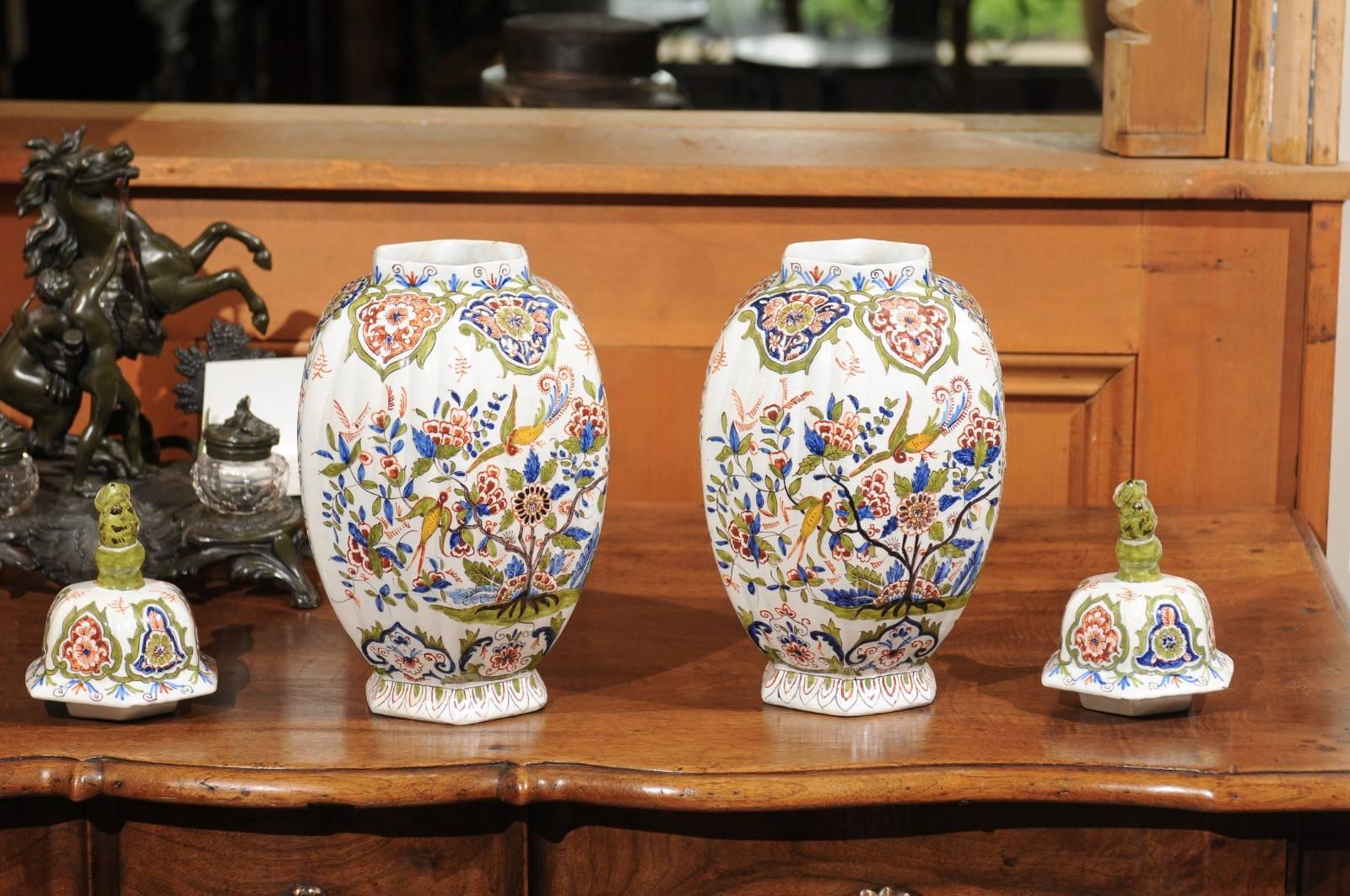 Pair of 19th Century Faience Jars with Lids from Devres, France For Sale 5