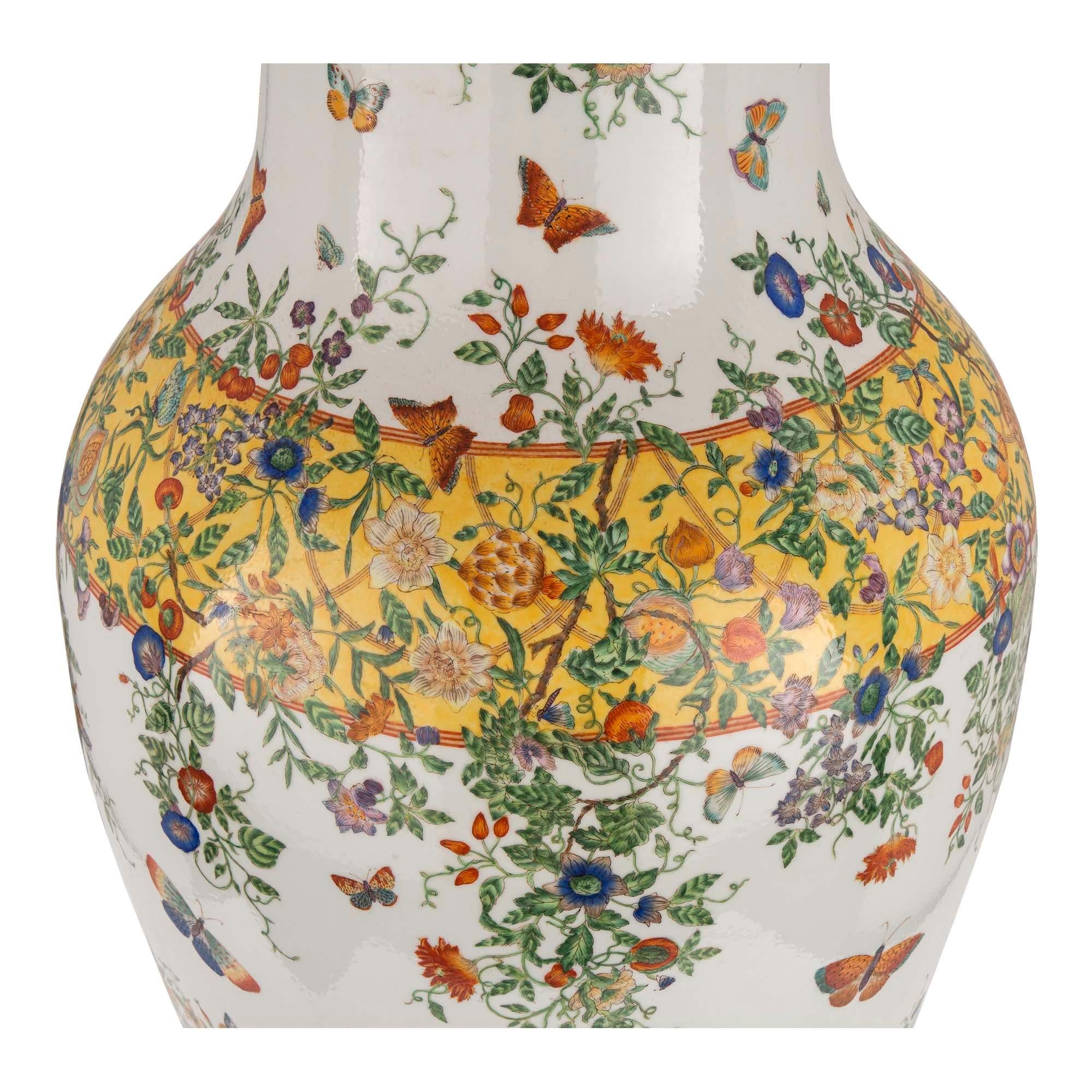 Pair of 19th Century Famille Jaune Vases For Sale 1
