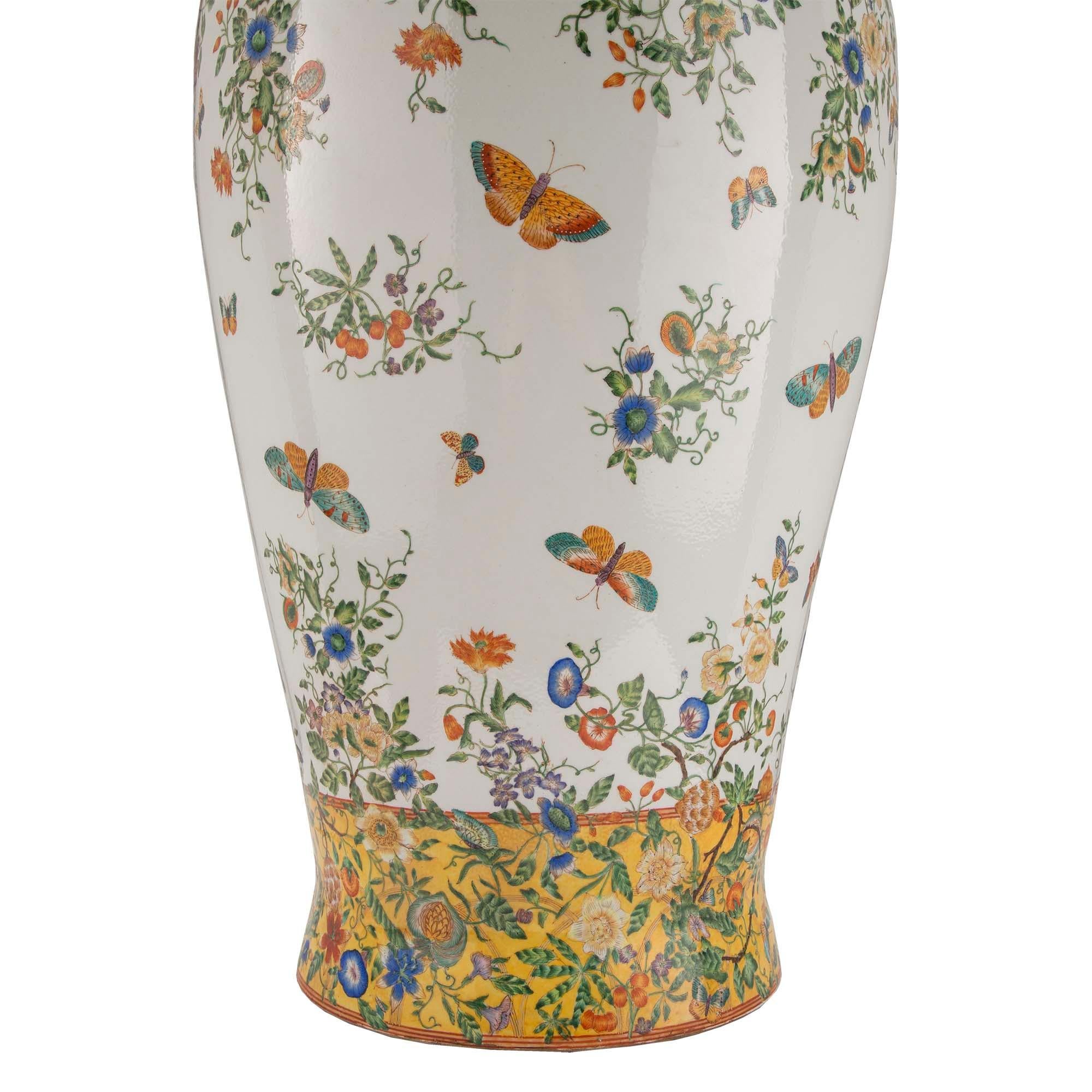 Pair of 19th Century Famille Jaune Vases For Sale 2
