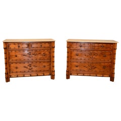 Pair of 19th Century Faux Bamboo Chests