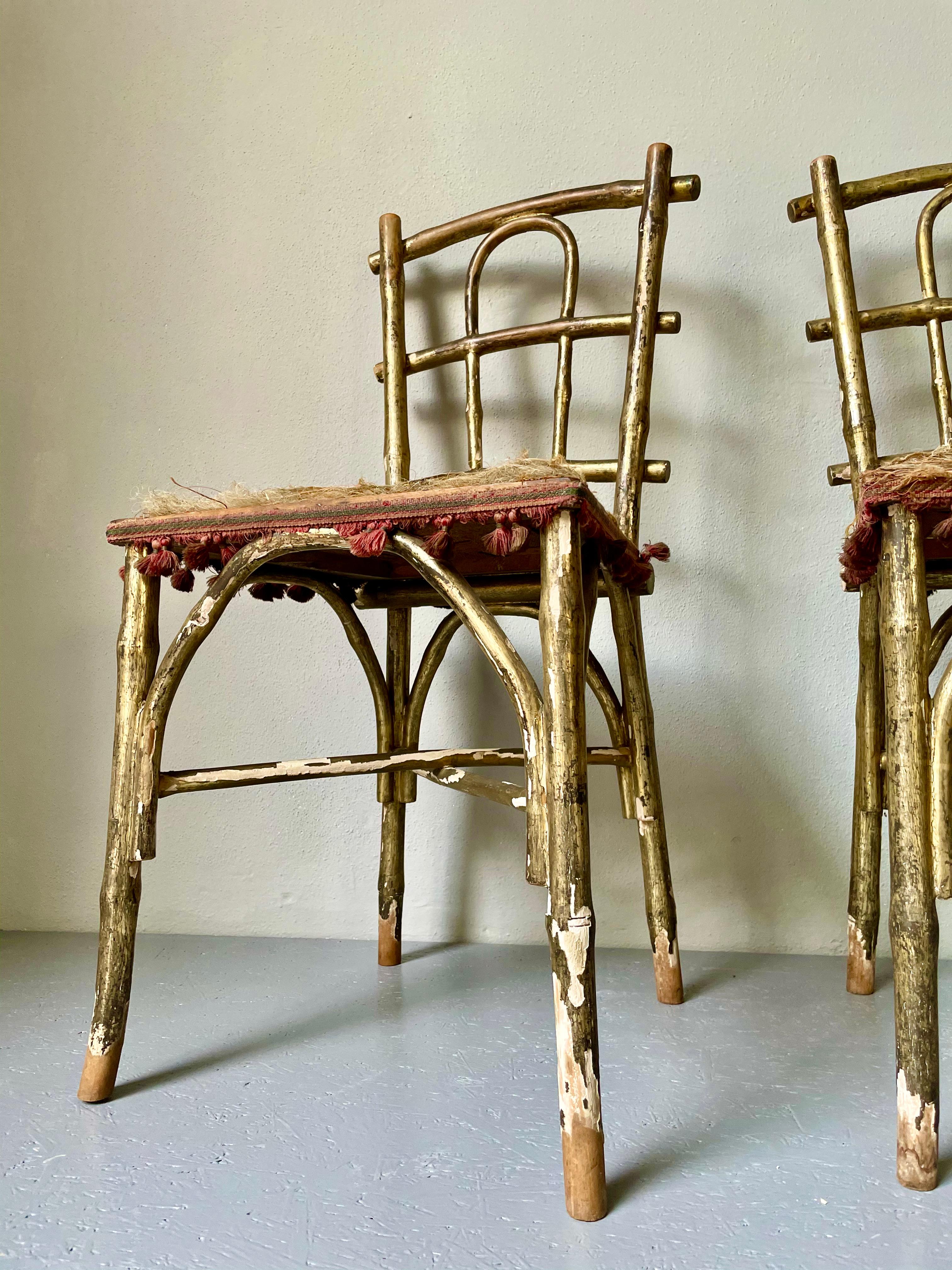 French Provincial Pair of 19th century Faux Bamboo Parlor Chairs by Thonet For Sale