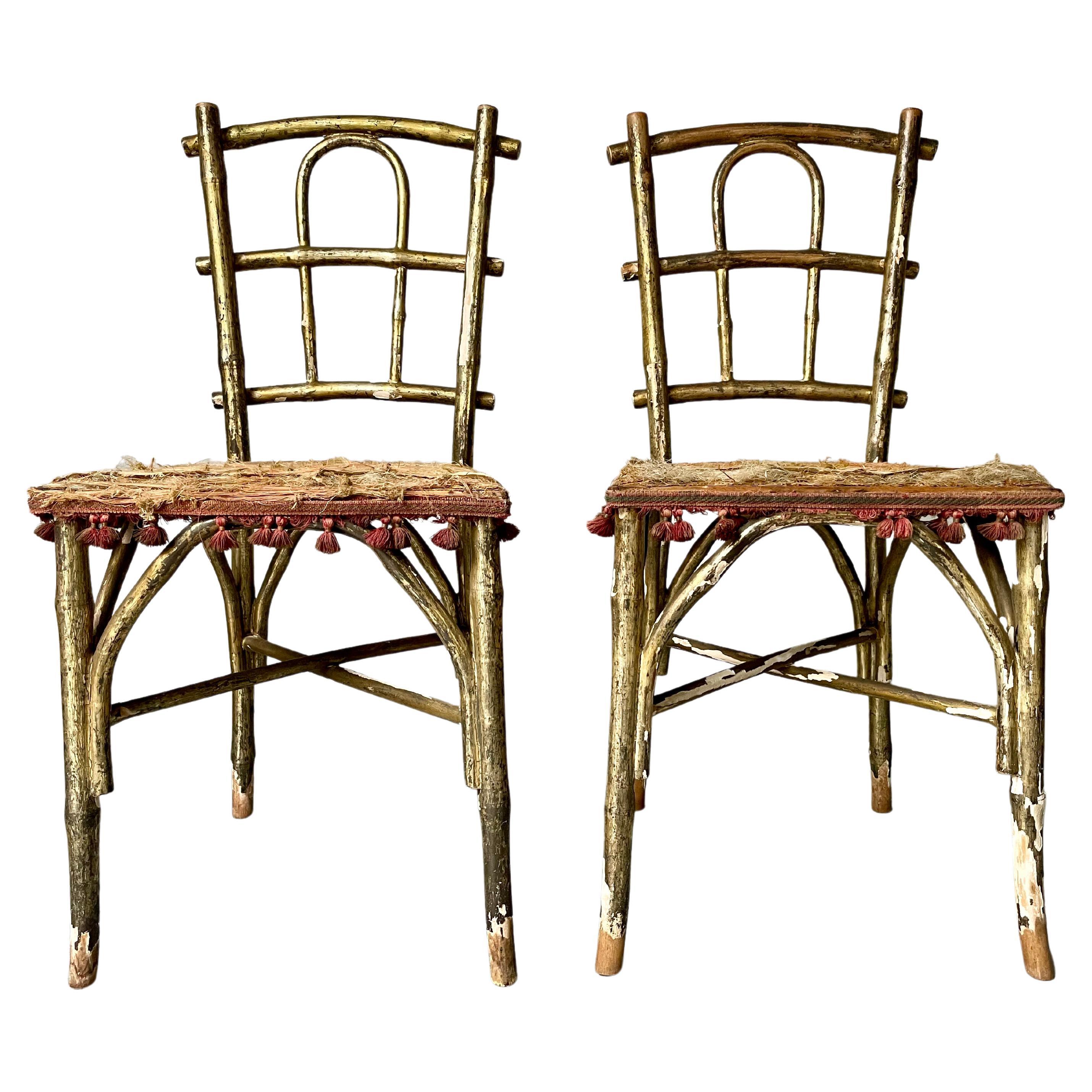Paire de fauteuils de salon en faux bambou du XIXe siècle par Thonet