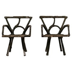 Pair of 19th Century Faux Bois Armchairs