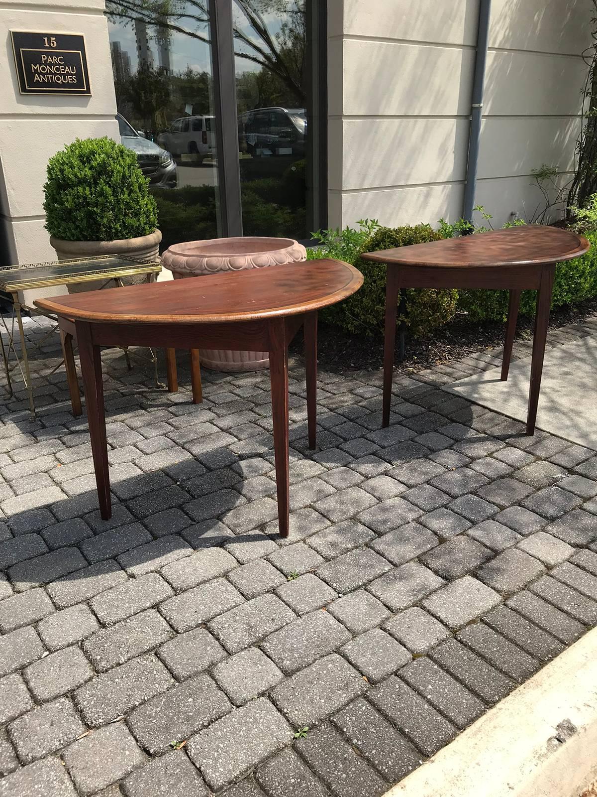 Pair of 19th Century Faux Bois Demilune Consoles, Possibly Swedish In Good Condition In Atlanta, GA