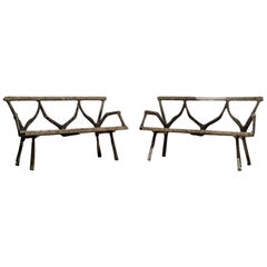 Pair of 19th Century Faux Bois Garden Benches