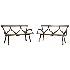 Pair of 19th Century Faux Bois Garden Benches