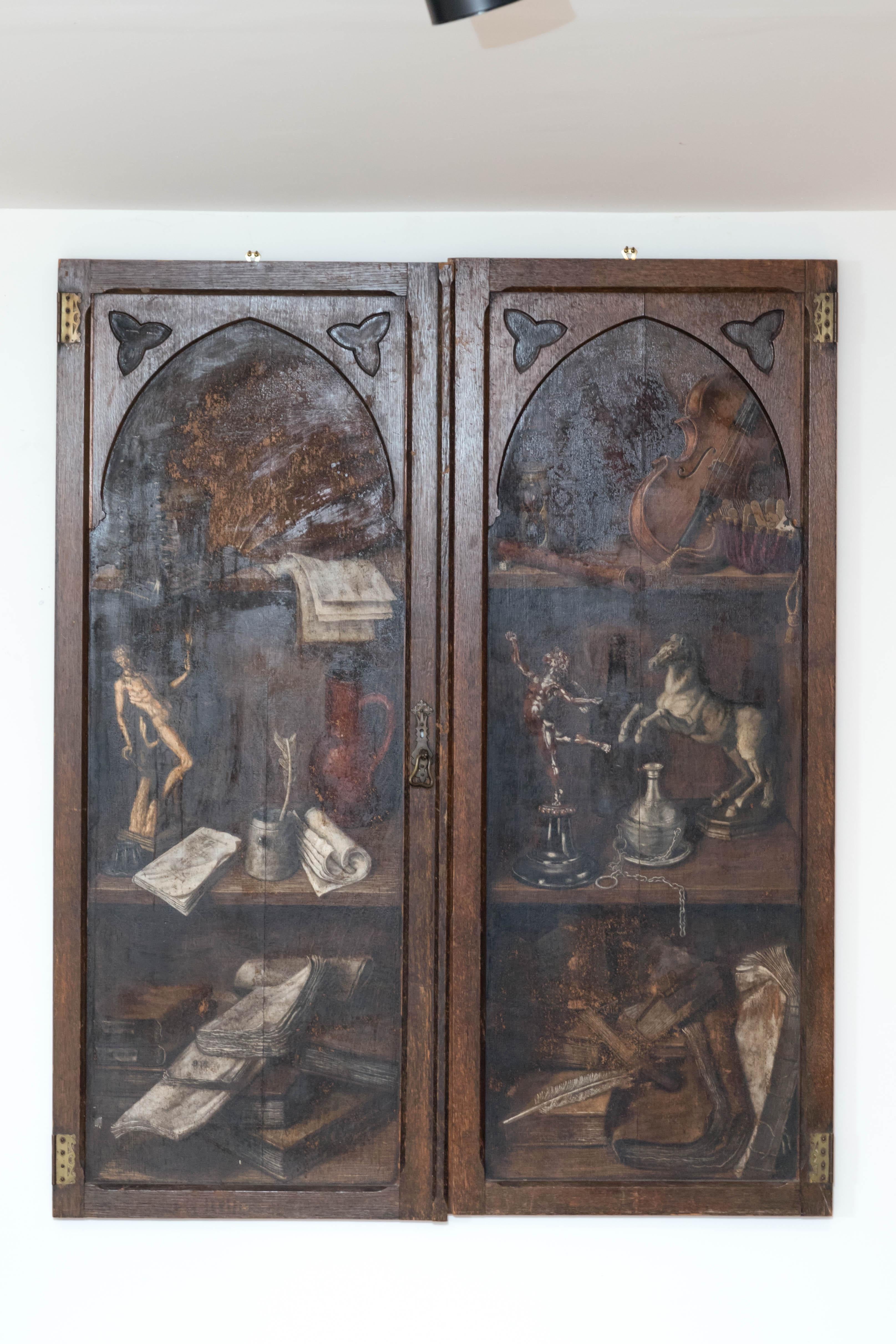Pair of 19th Century Faux Painted Cabinet Doors For Sale 4