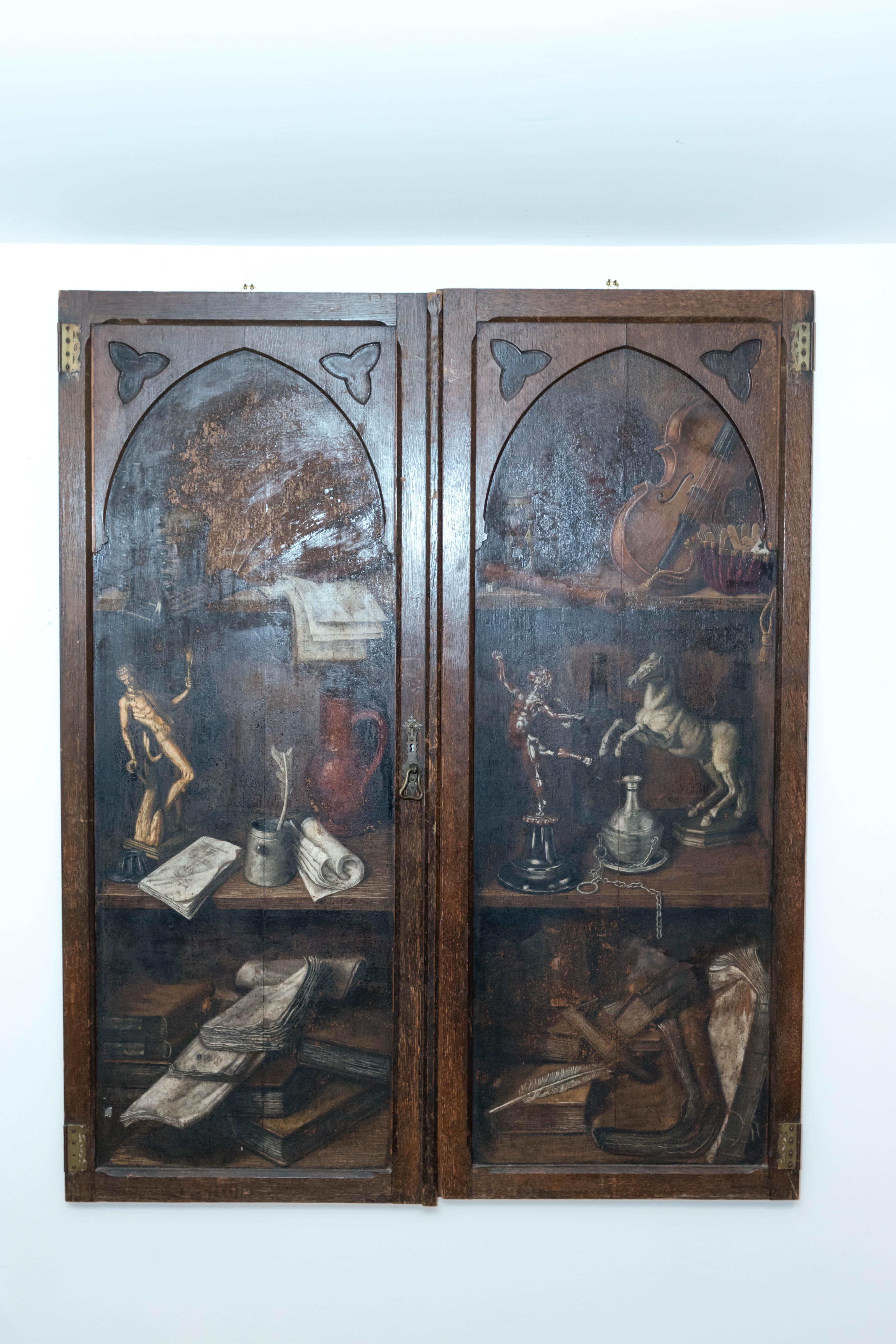 Late 19th Century Pair of 19th Century Faux Painted Cabinet Doors For Sale