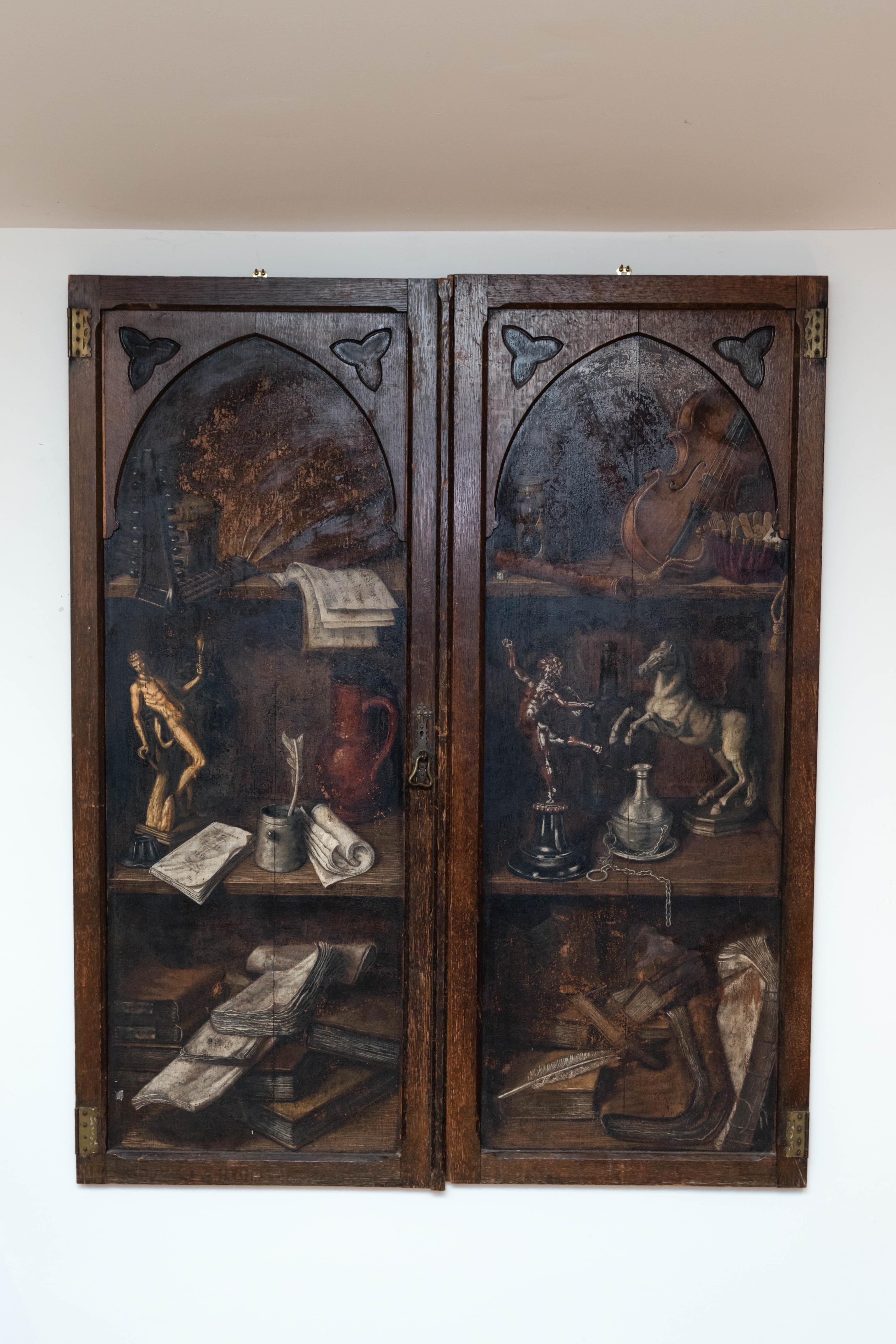 Pair of 19th Century Faux Painted Cabinet Doors For Sale 2