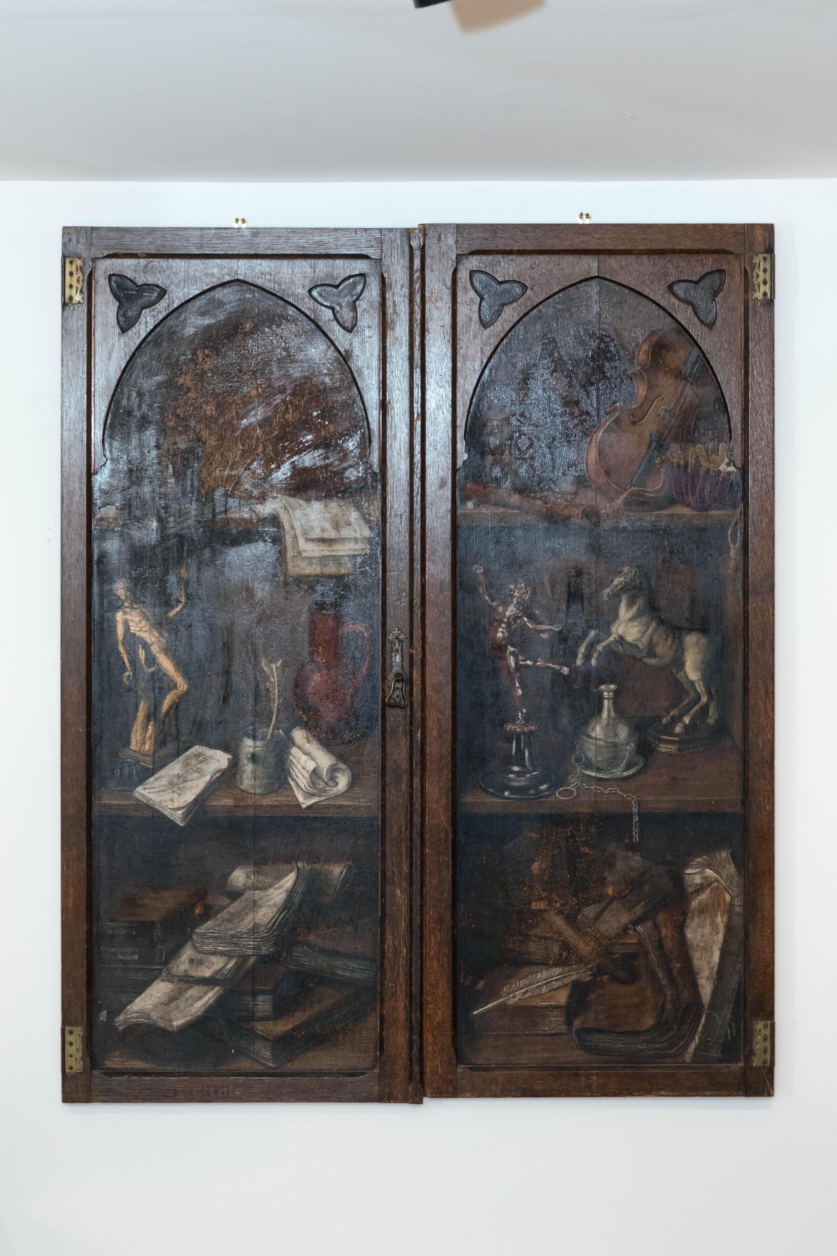 Pair of 19th Century Faux Painted Cabinet Doors For Sale 3