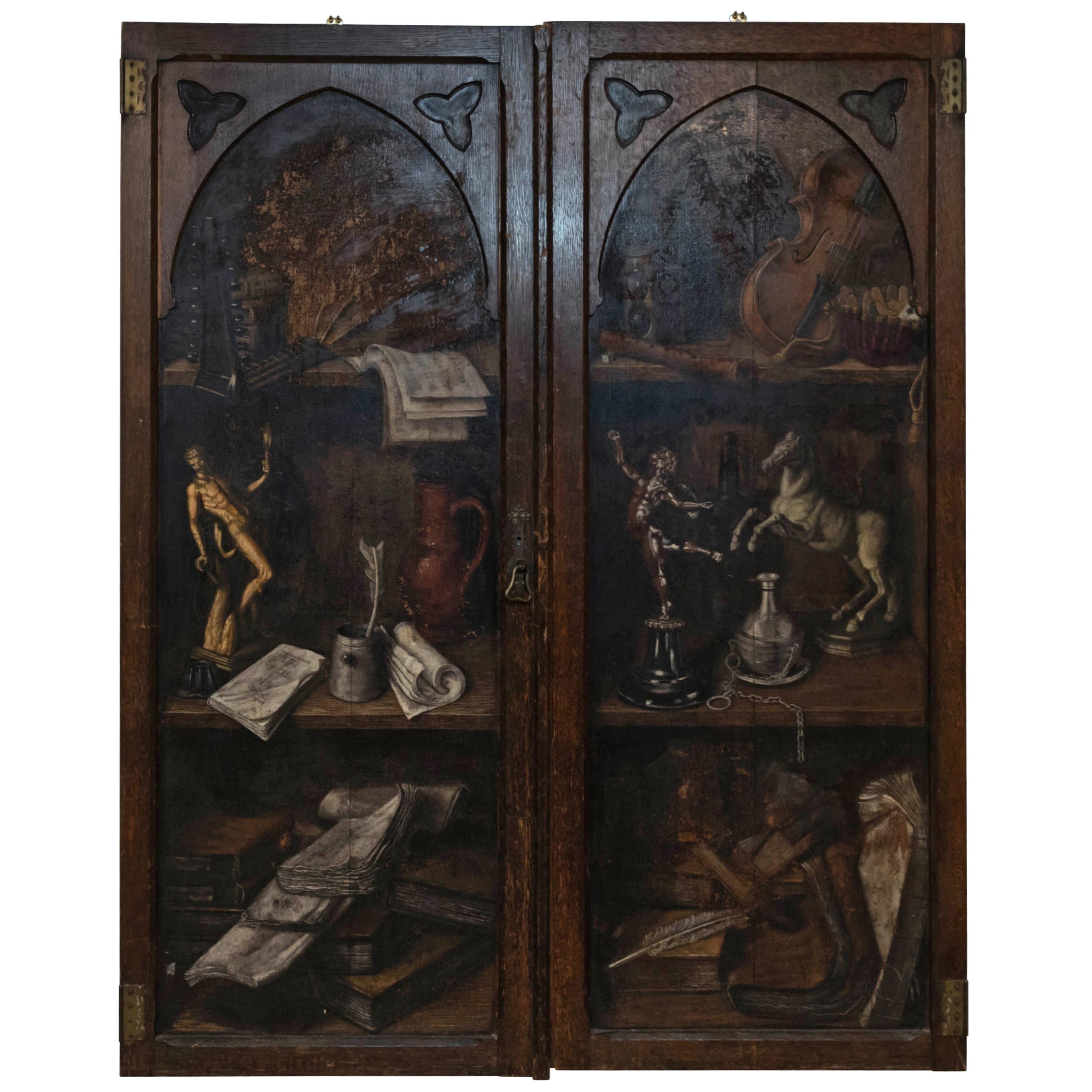 Pair of 19th Century Faux Painted Cabinet Doors For Sale