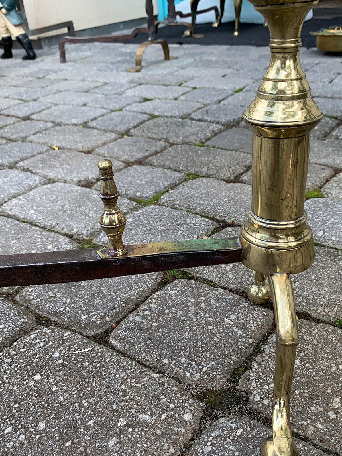 Pair of 19th Century Federal Brass Andirons 7
