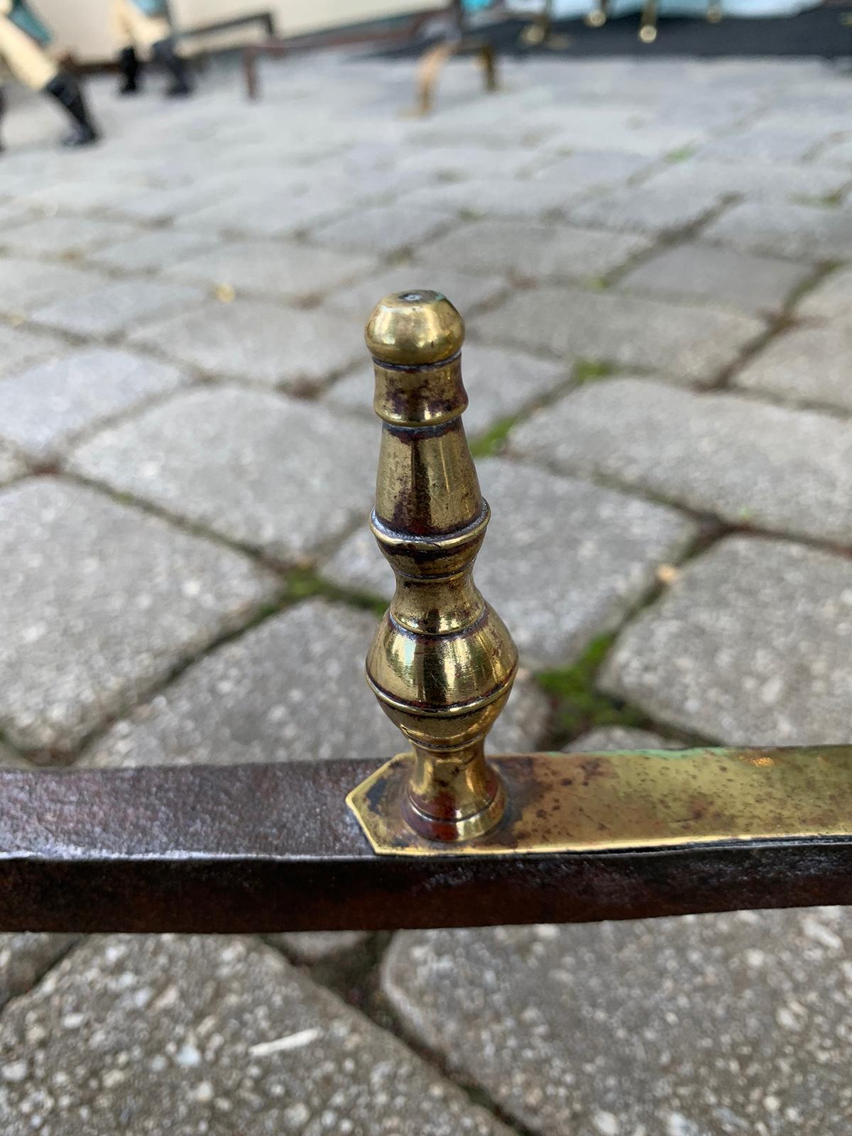 Pair of 19th Century Federal Brass Andirons 8