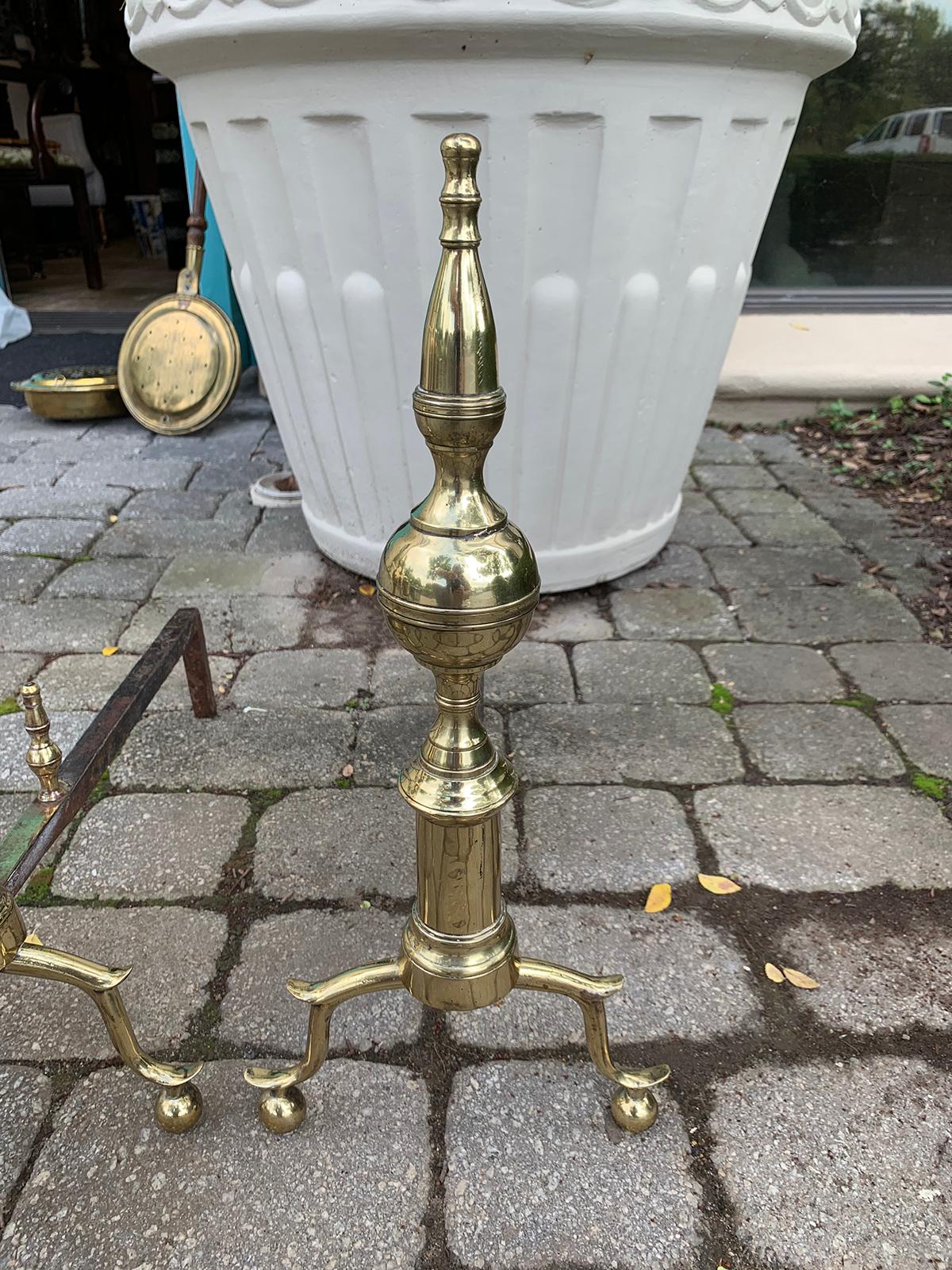 Pair of 19th Century Federal Brass Andirons 3