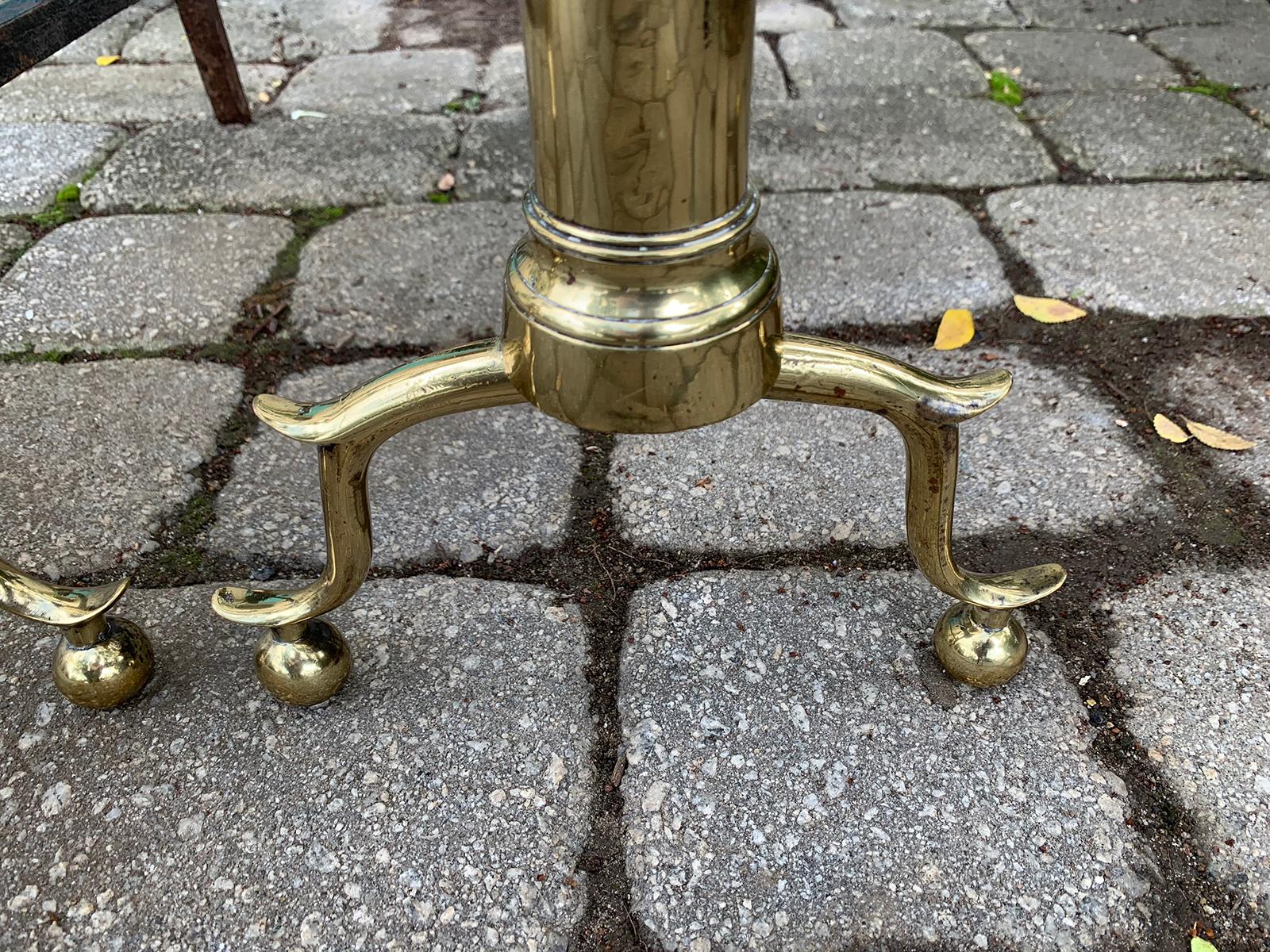 Pair of 19th Century Federal Brass Andirons 6