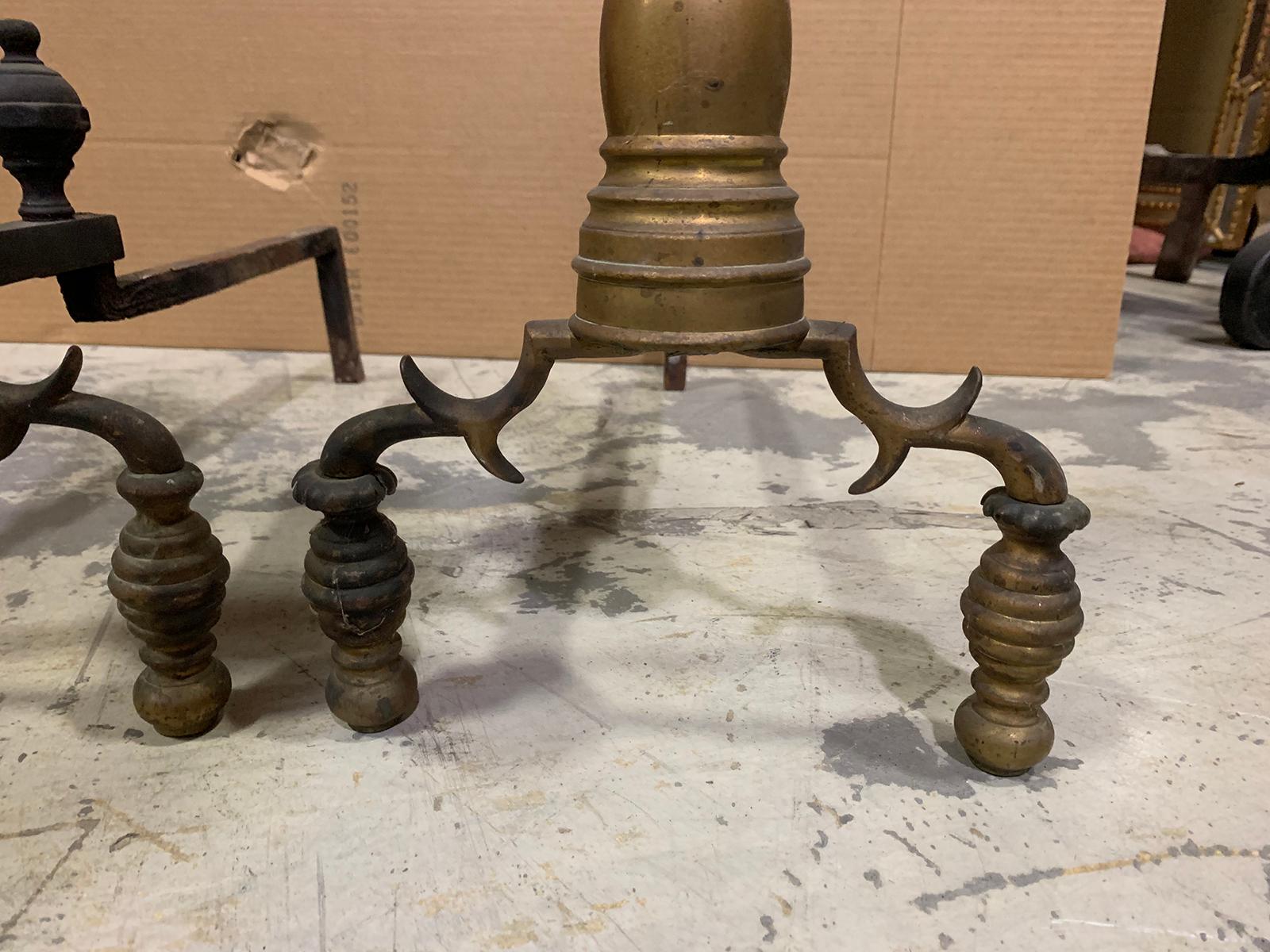 Pair of 19th Century Federal Style Brass Andirons For Sale 10