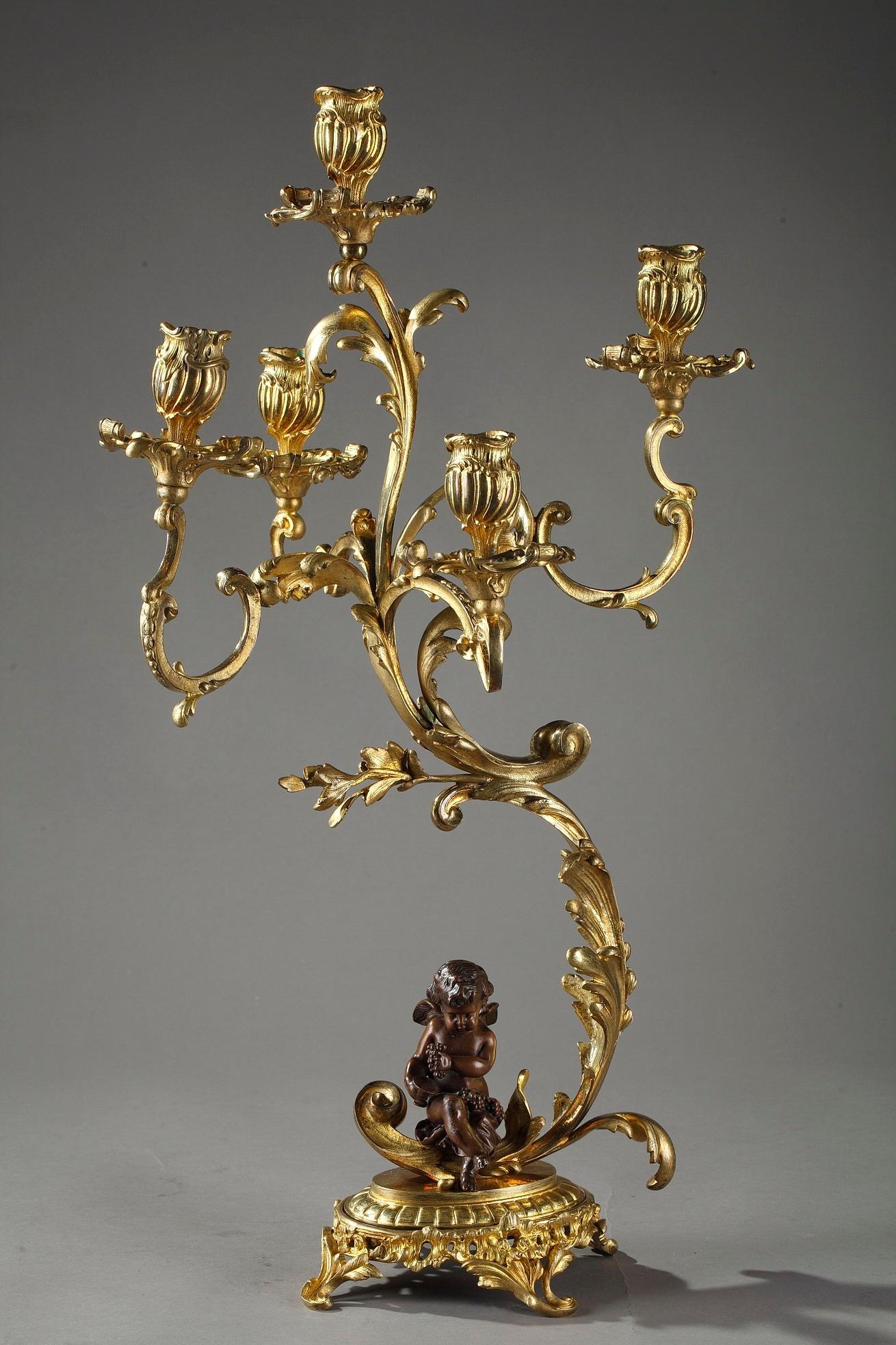 Pair of 19th Century Figural Bronze Candelabra Lamps 4