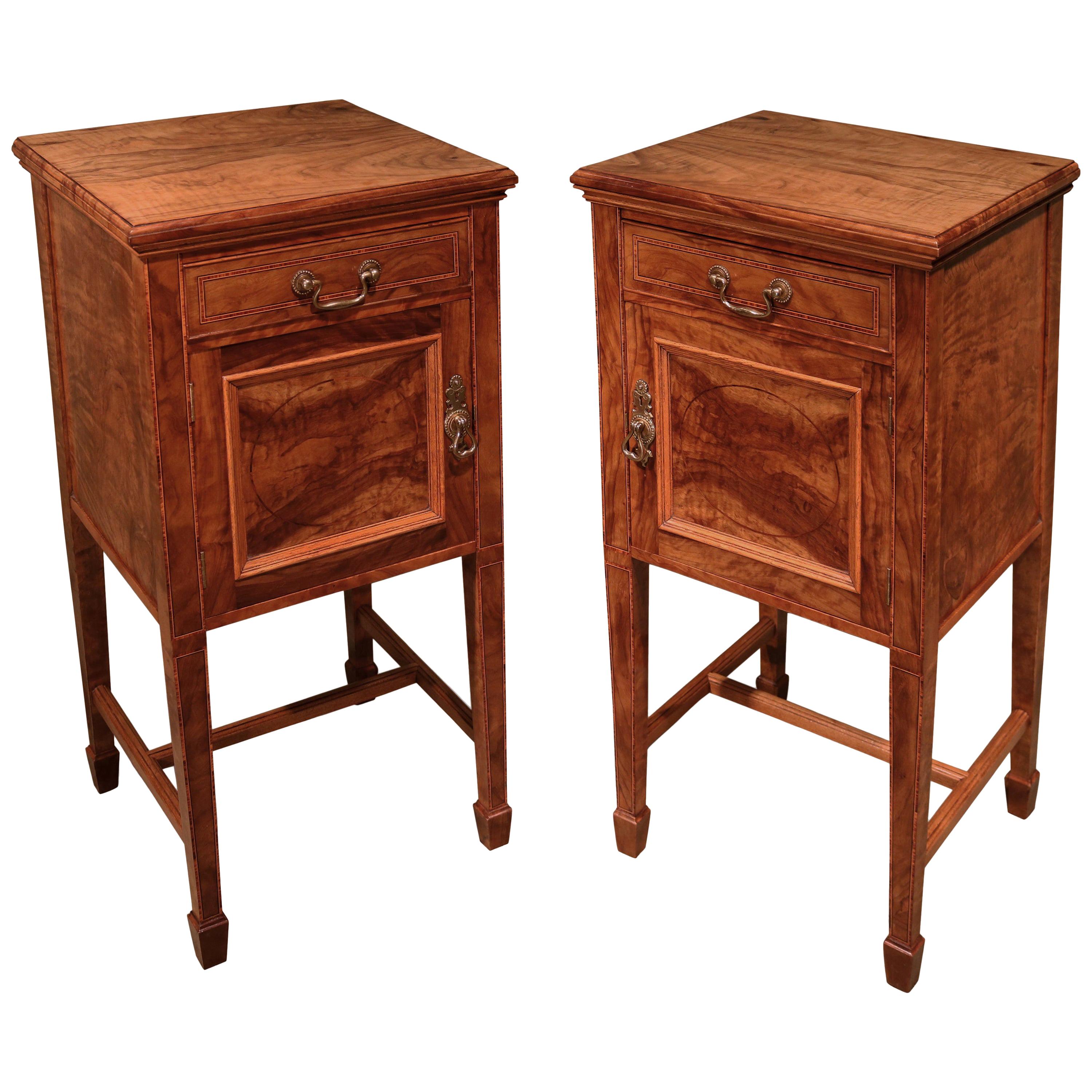 Pair of 19th Century figured Olivewood Bedside Cabinets