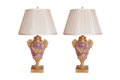 Pair of 19th Century Fine French Louis XVI Marble and Gilt Bronze Lamps