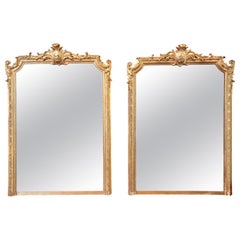 Pair of 19th Century Fine Louis XVI Gilt Carved Large Mirrors