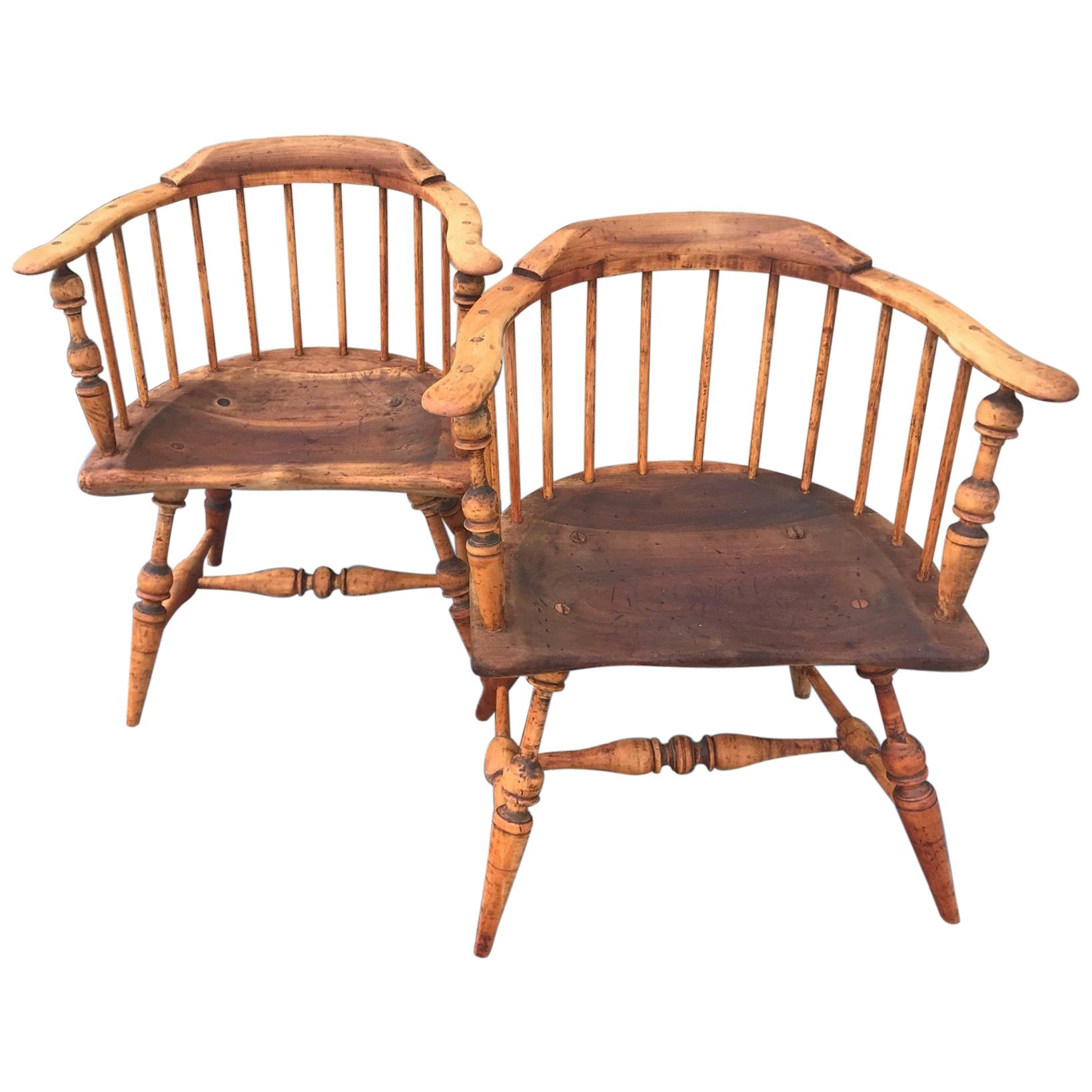 Pair of 19th Century Firehouse Windsor Armchairs