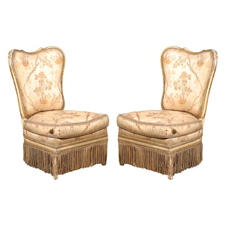 Pair of 19th Century Fireside Slipper Chairs