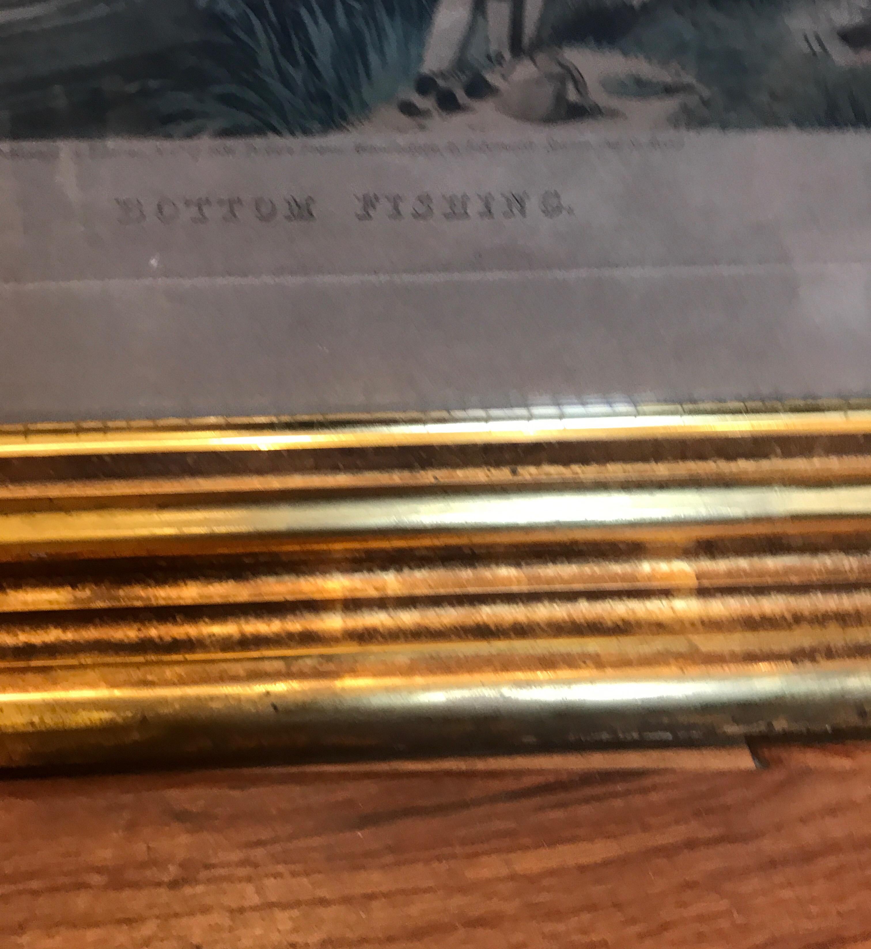 Pair of 19th Century Fishing Prints in Original Classic American Giltwood Frames In Good Condition In Chicago, IL
