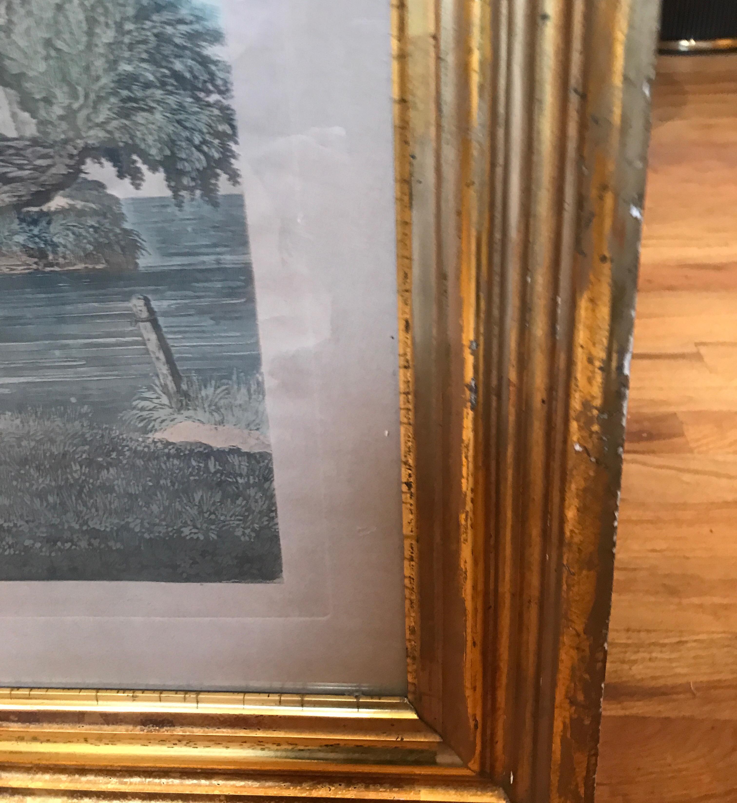 Pair of 19th Century Fishing Prints in Original Classic American Giltwood Frames 2