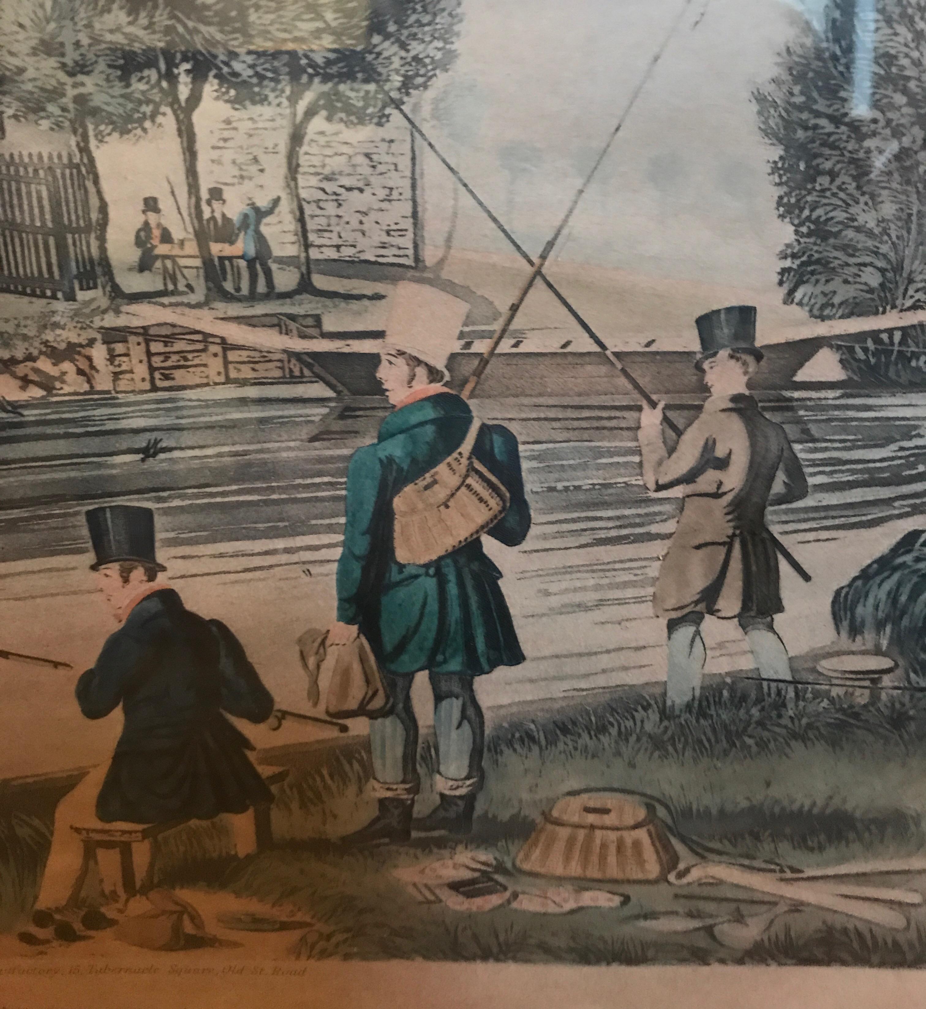 Pair of 19th Century Fishing Prints in Original Classic American Giltwood Frames 3